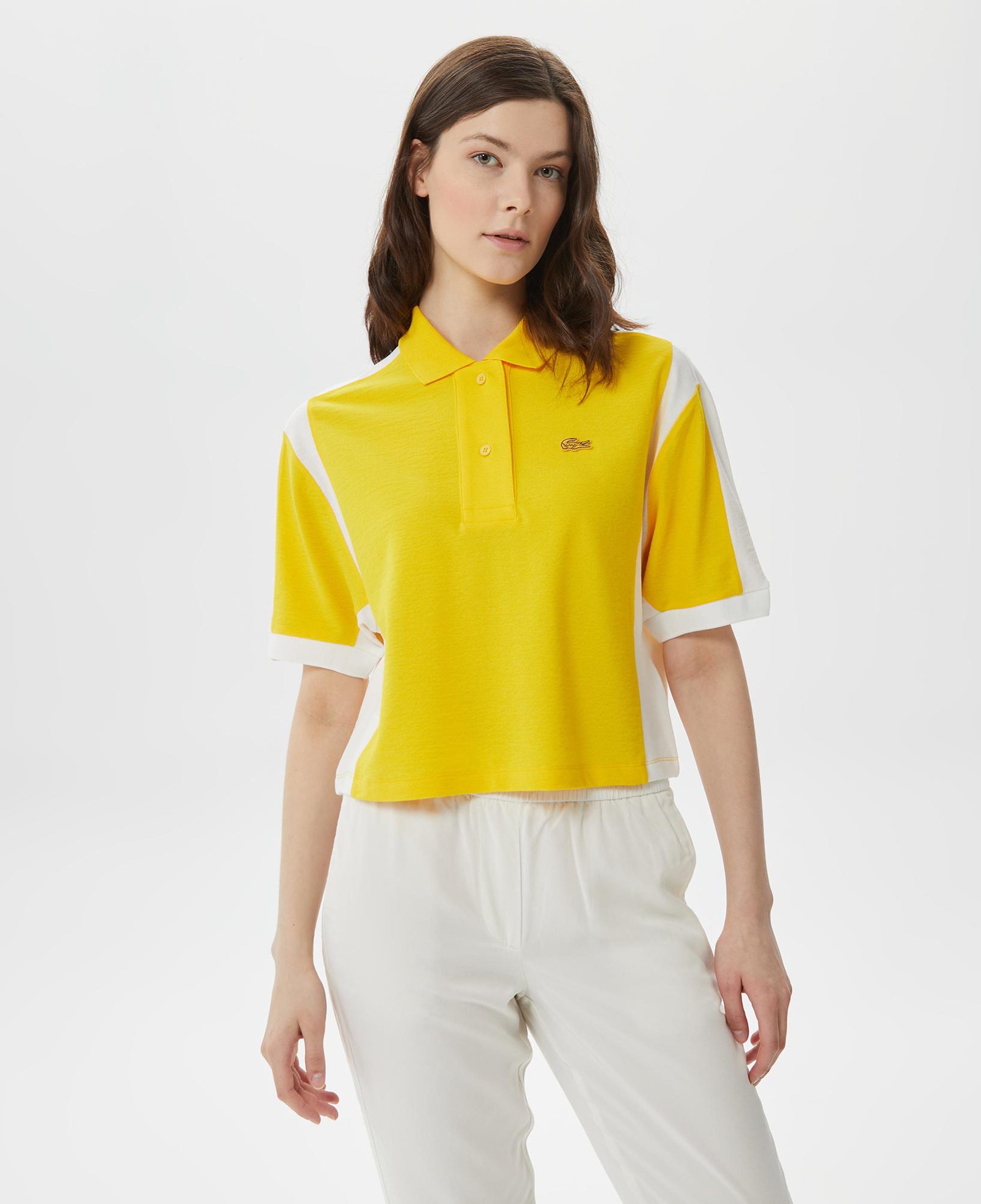 Kadın Loose Fit Renk Bloklu Sarı Polo