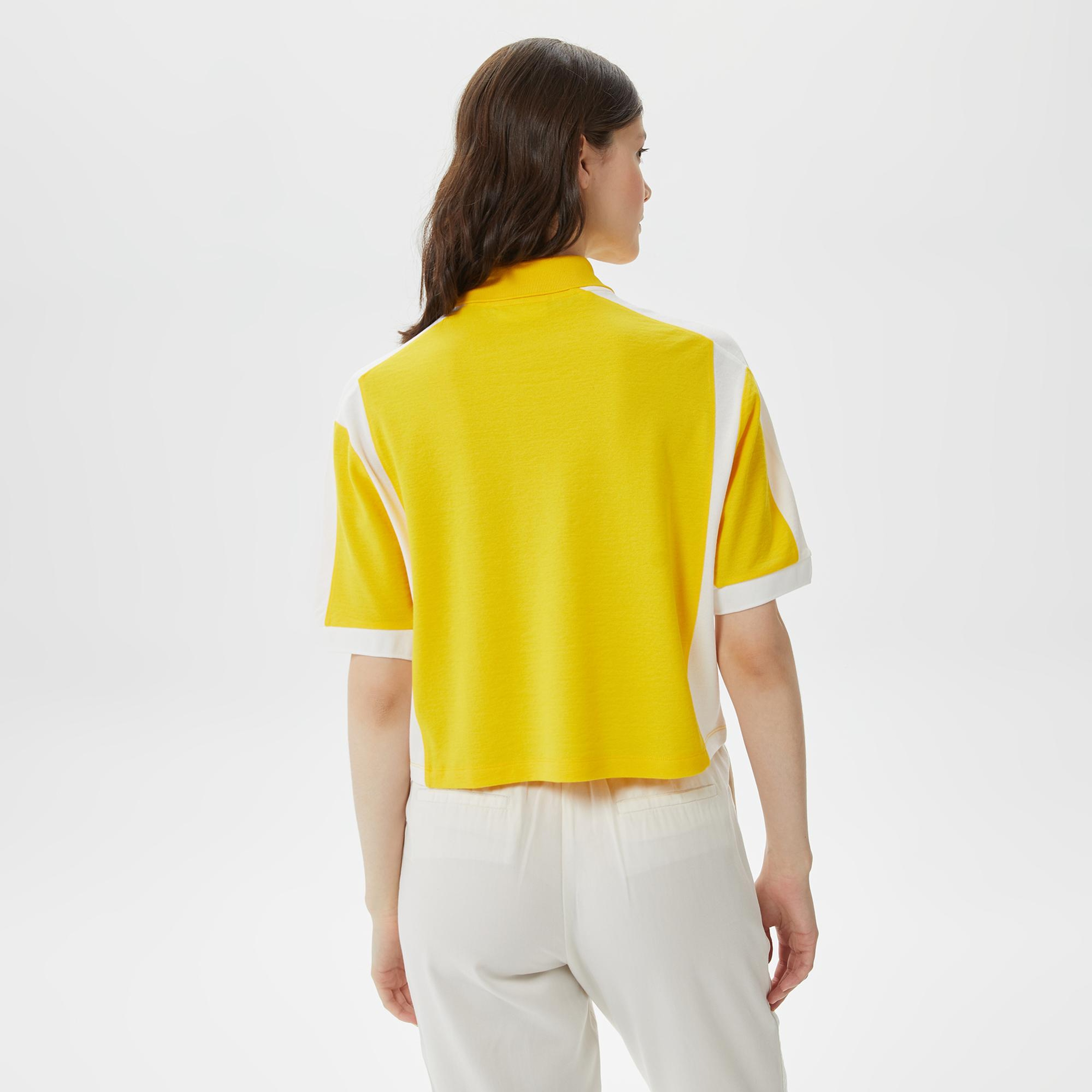 Kadın Loose Fit Renk Bloklu Sarı Polo