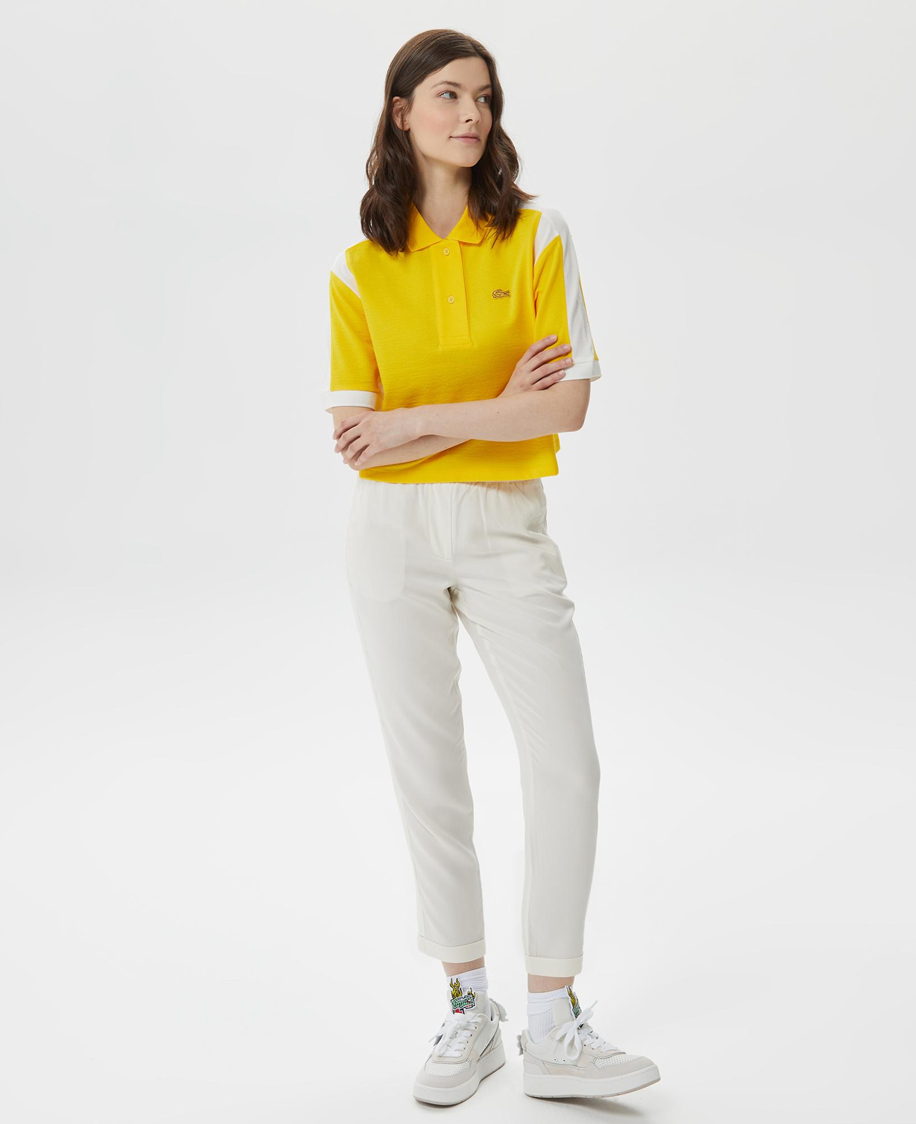 Kadın Loose Fit Renk Bloklu Sarı Polo