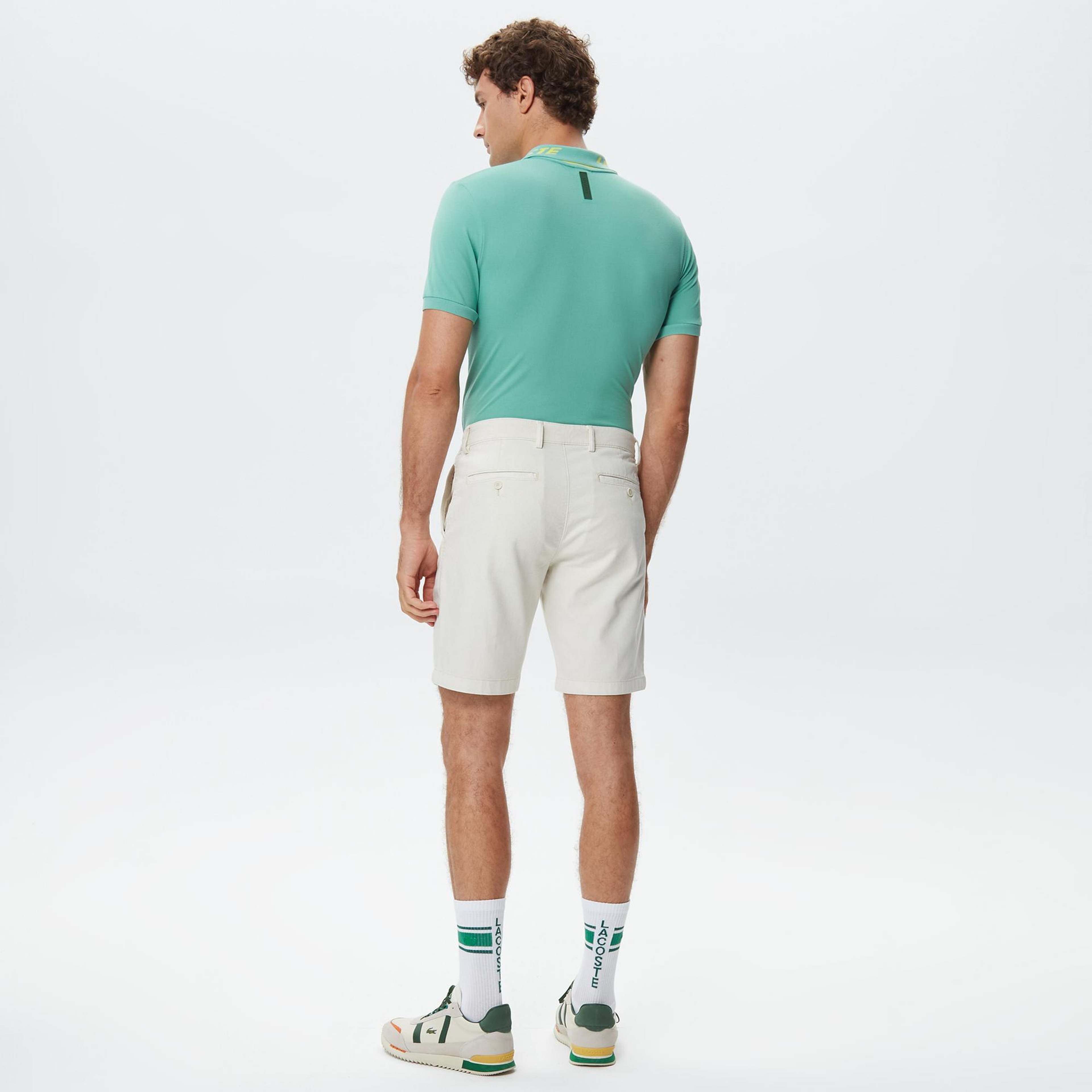 Erkek Slim Fit Bej Bermuda