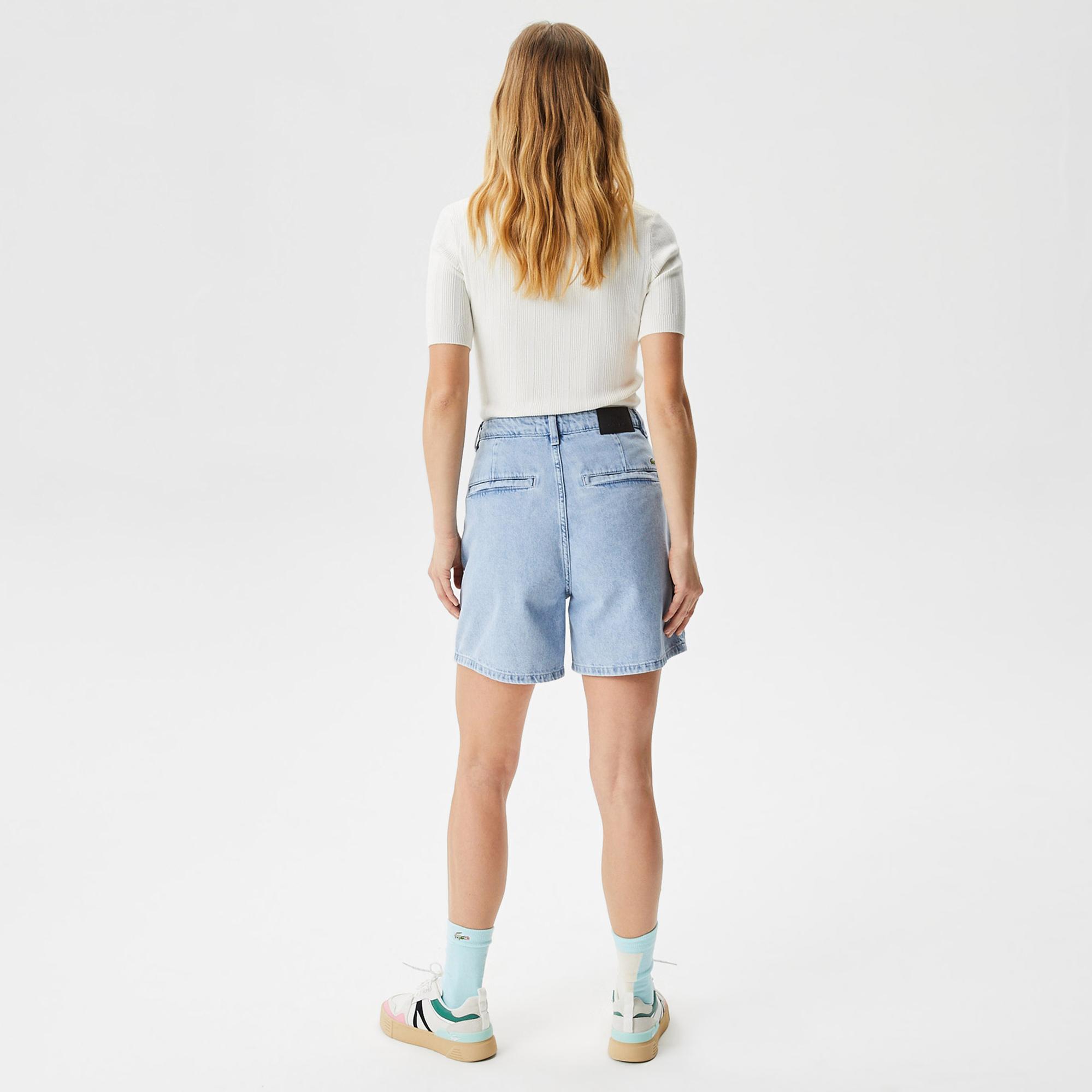 Kadın Loose Fit Denim Açık Mavi Bermuda