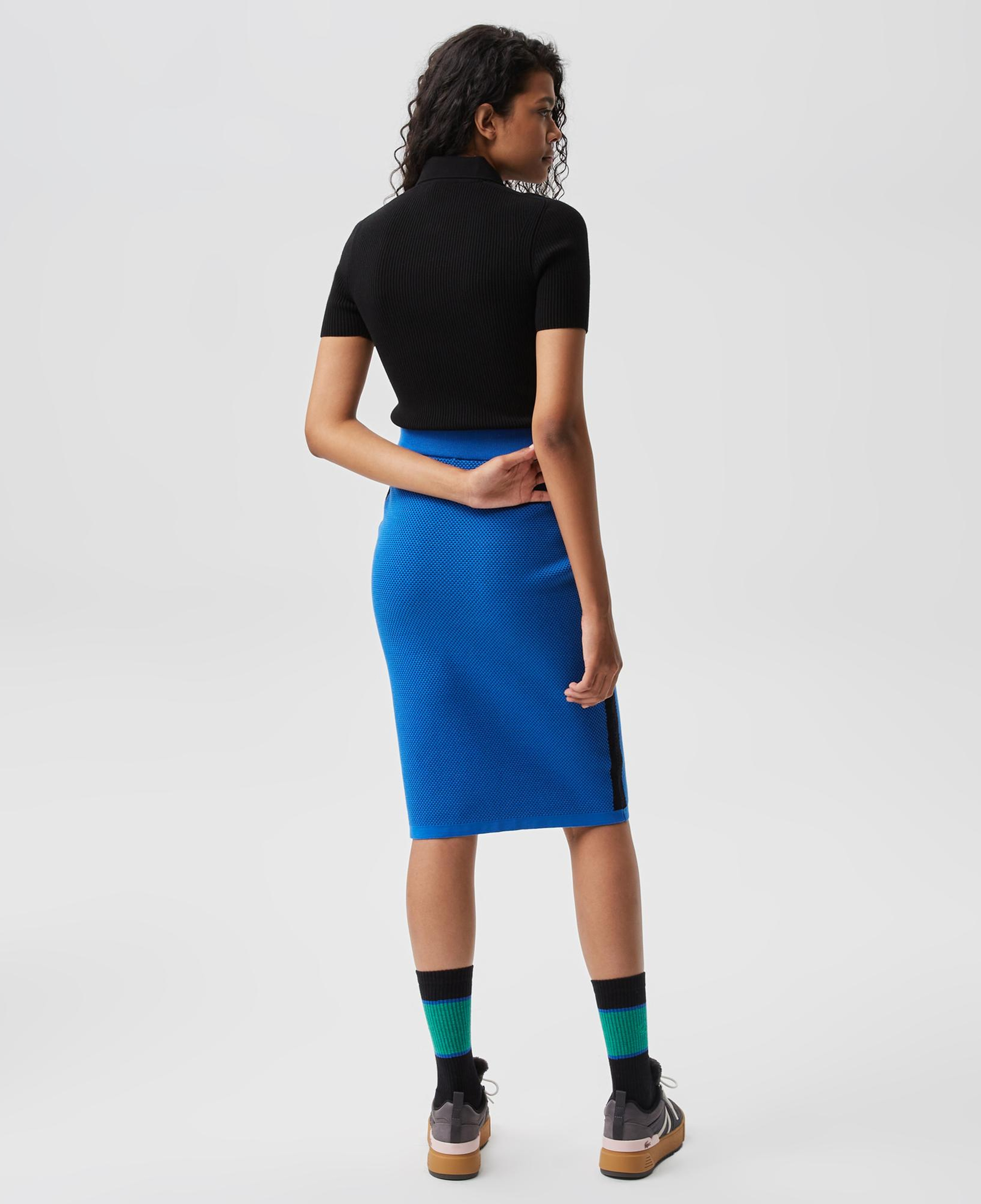 Kadın Slim Fit Renk Bloklu Mavi Etek