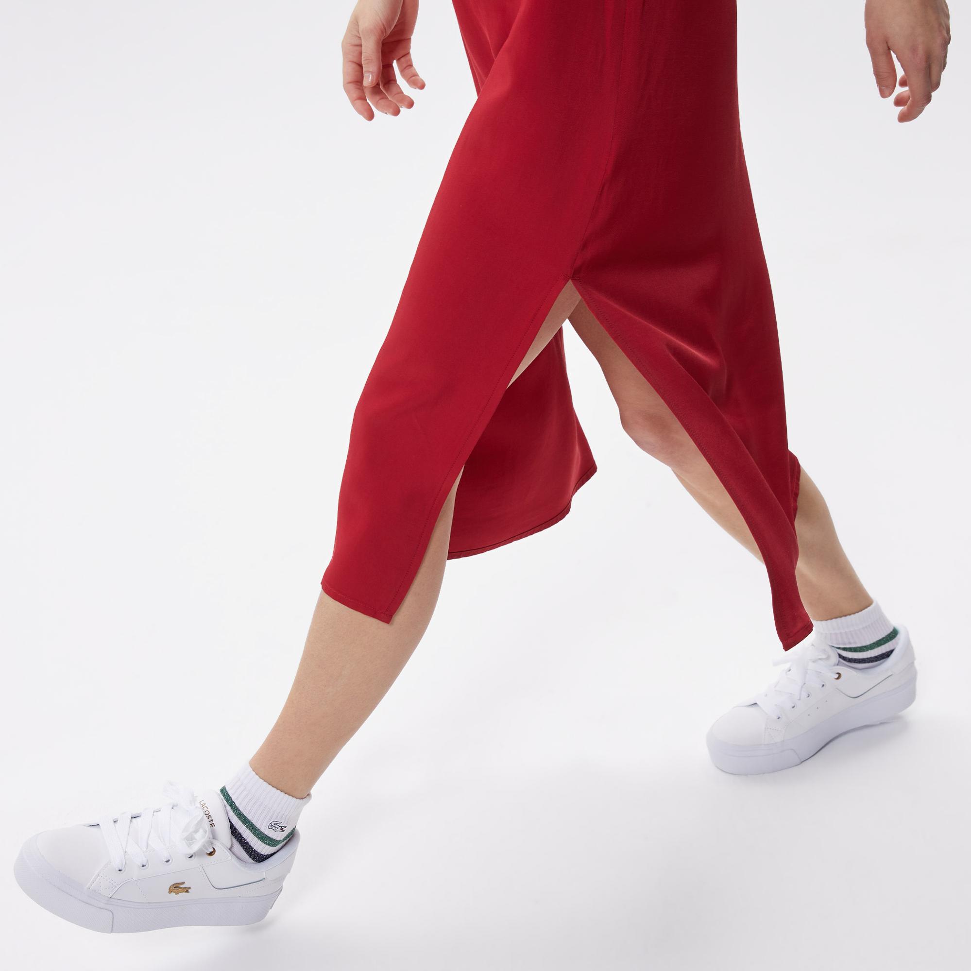 Active Kadın Relaxed Fit Kolsuz Bisiklet Yaka Renk Bloklu Kırmızı Elbise