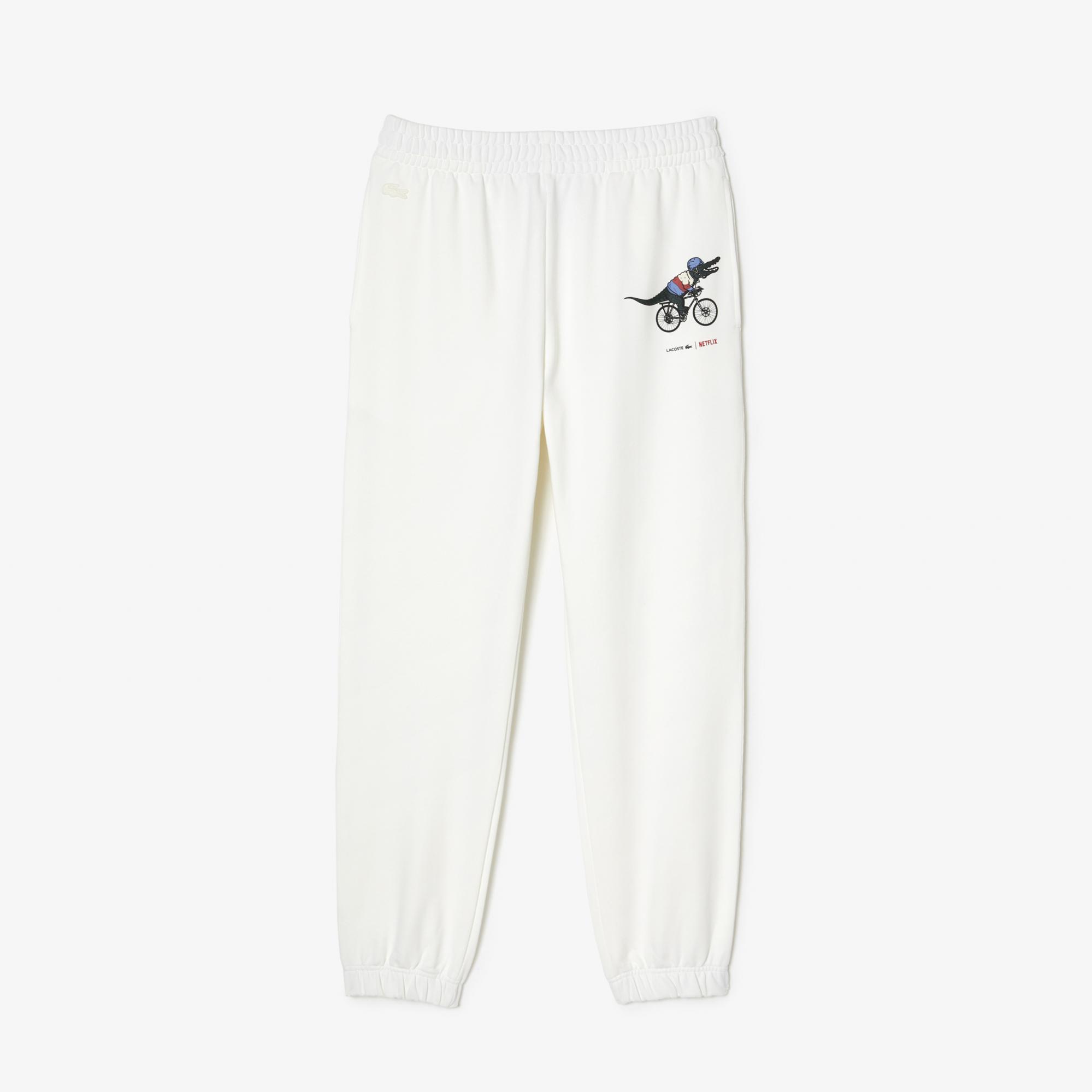 Netflix Erkek Regular Fit Baskılı Beyaz Eşofman Altı