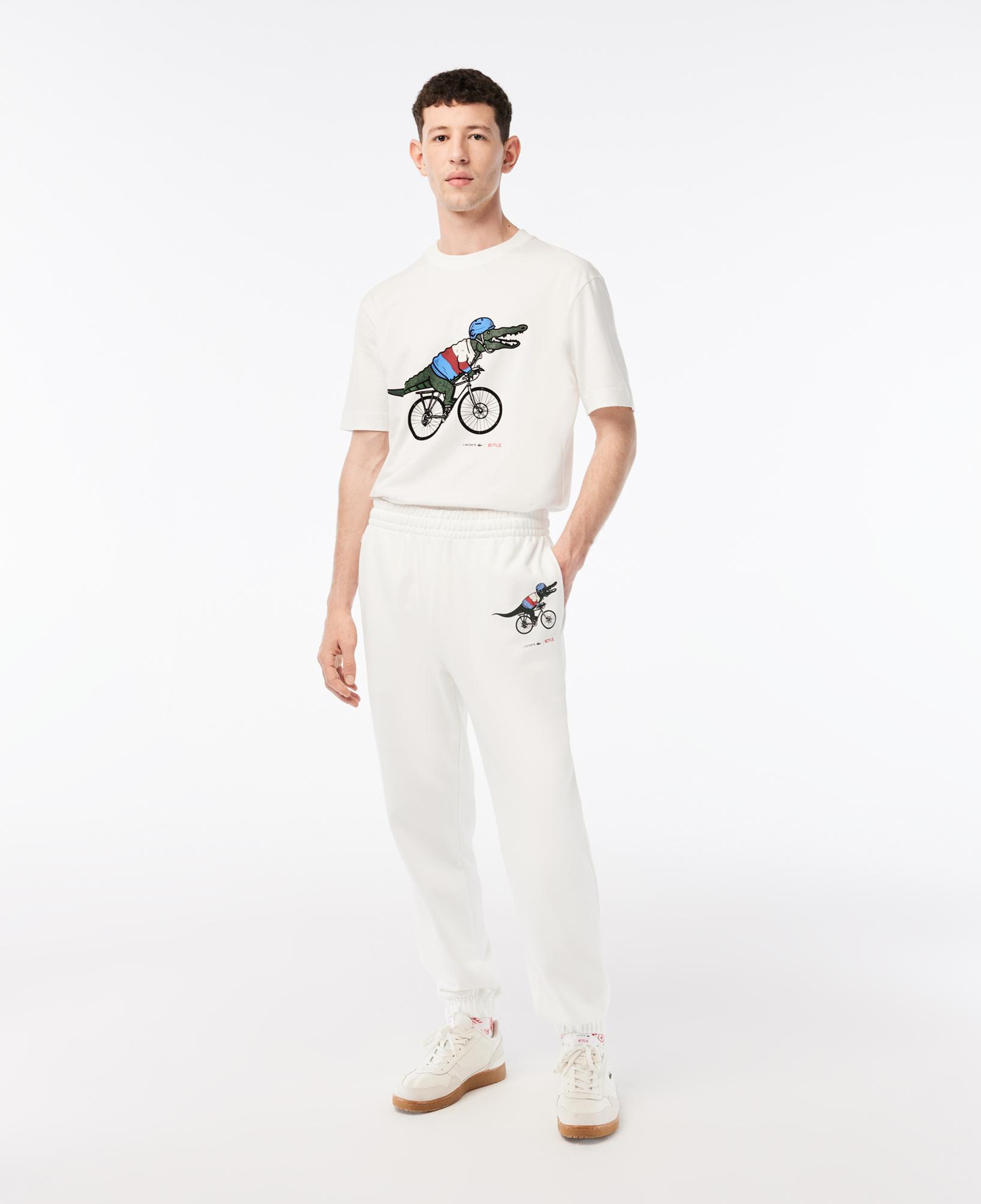 Netflix Erkek Regular Fit Baskılı Beyaz Eşofman Altı