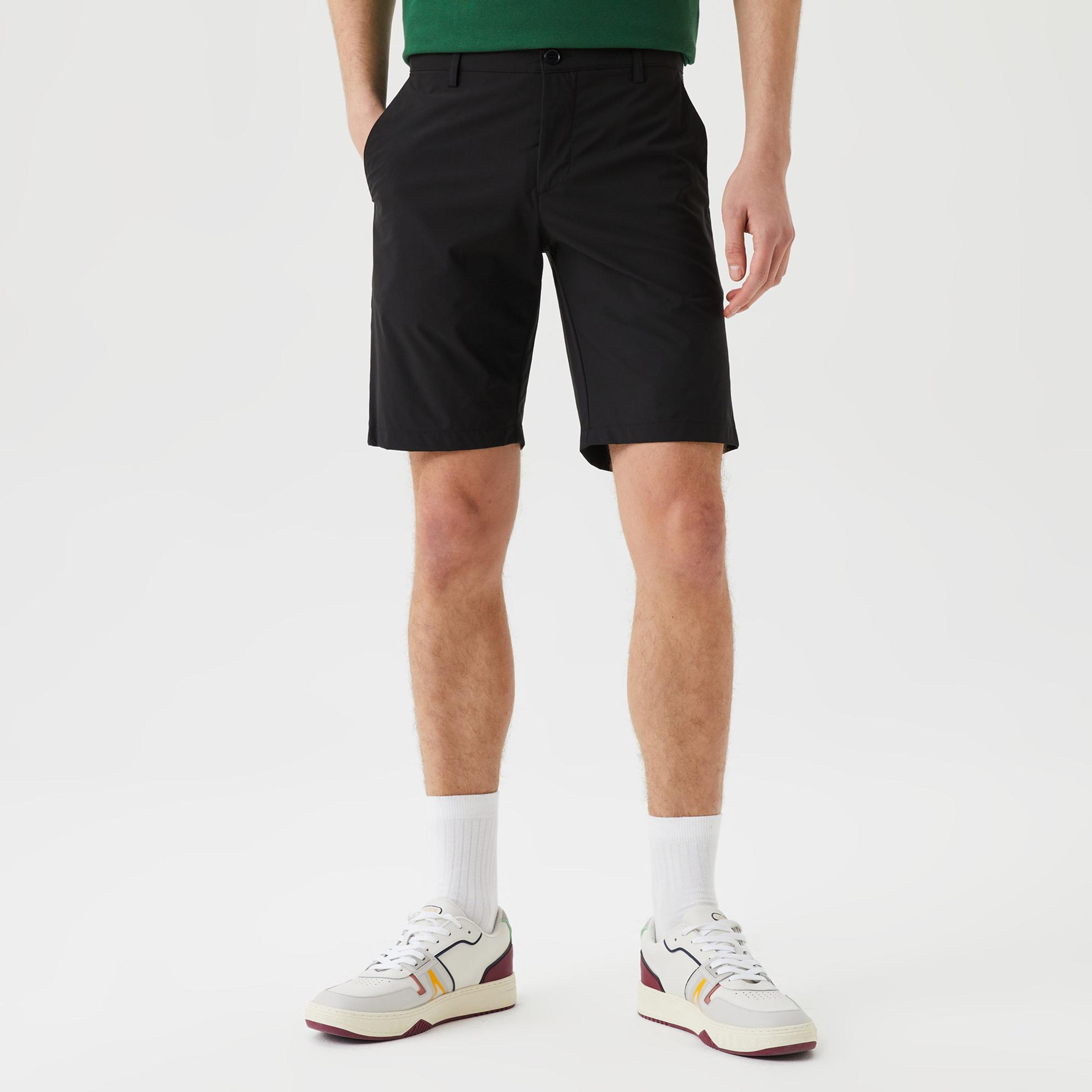 Erkek Slim Fit Siyah Bermuda