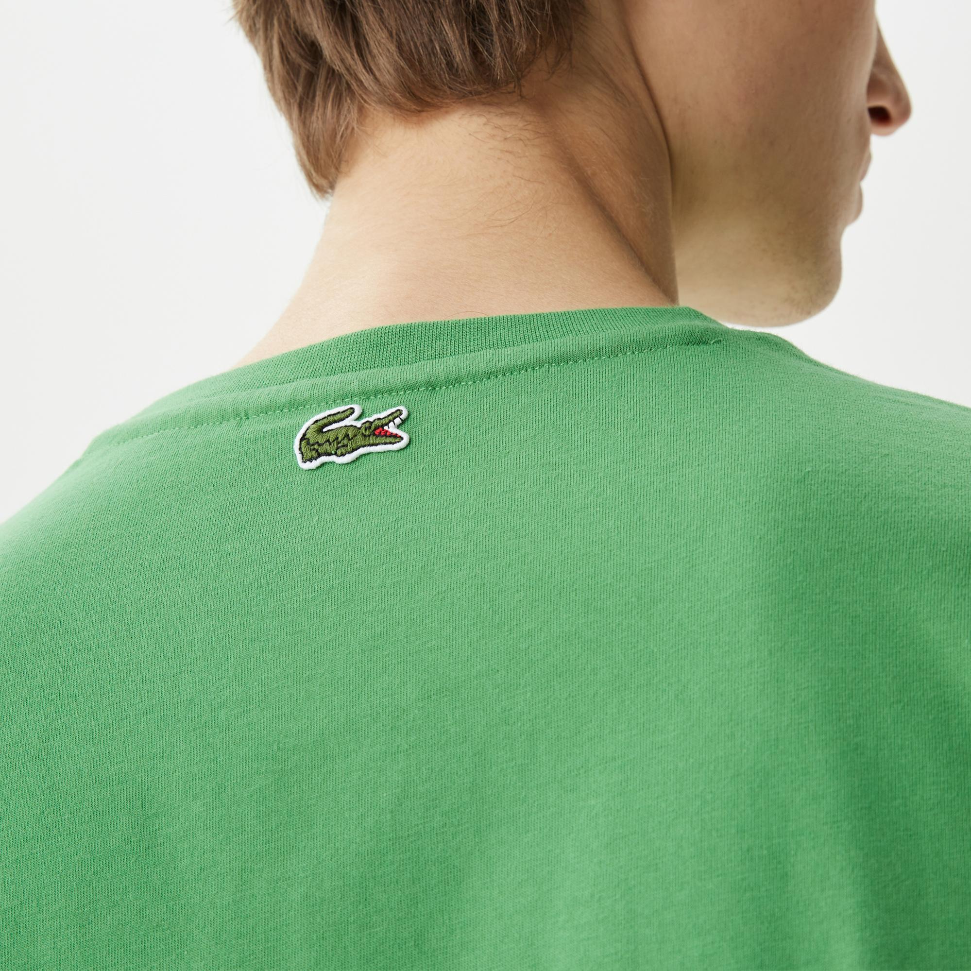 Erkek Regular Fit Bisiklet Yaka Baskılı Yeşil T-Shirt