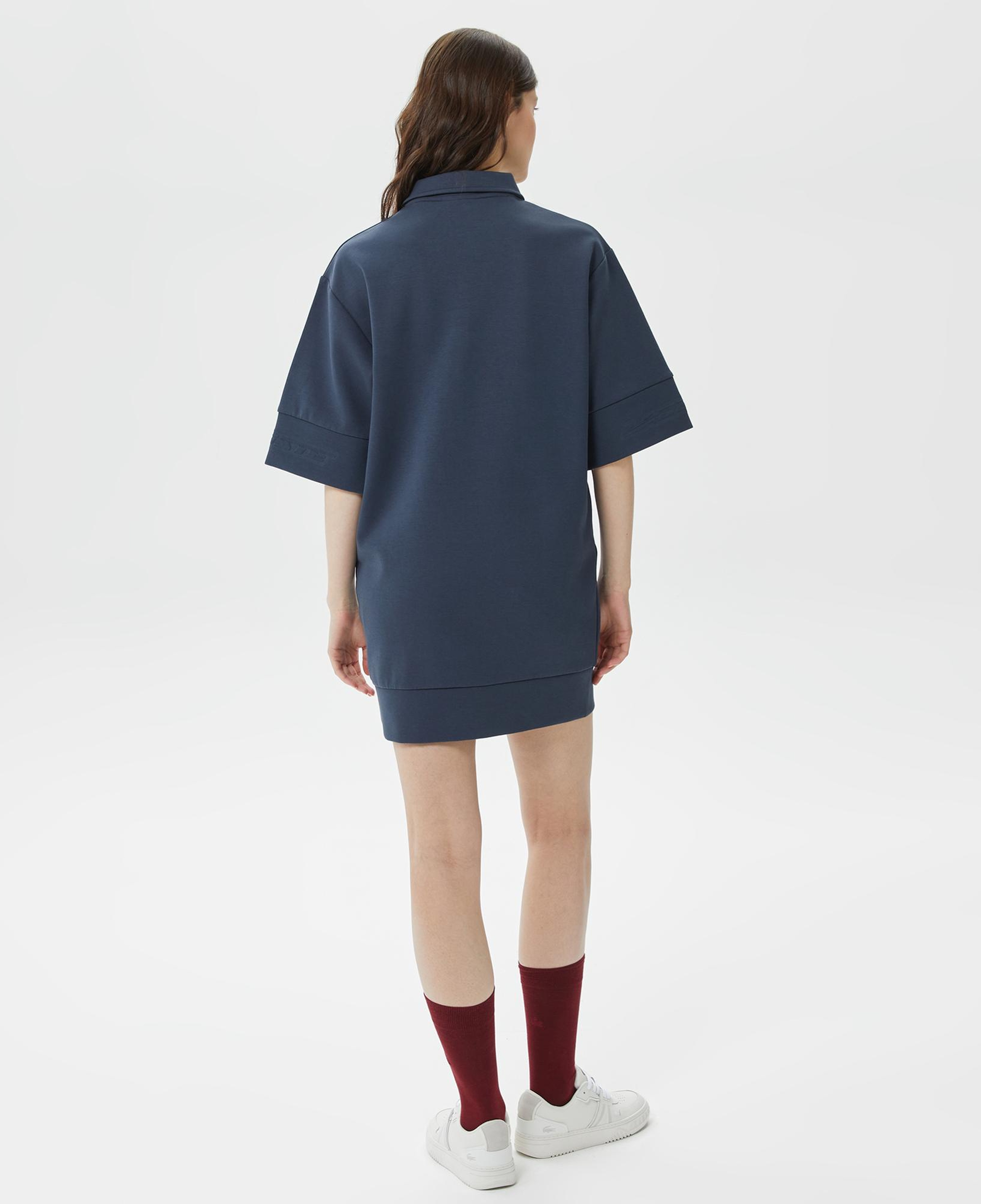 Kadın Loose Fit Kısa Kollu Polo Yaka Lacivert Elbise