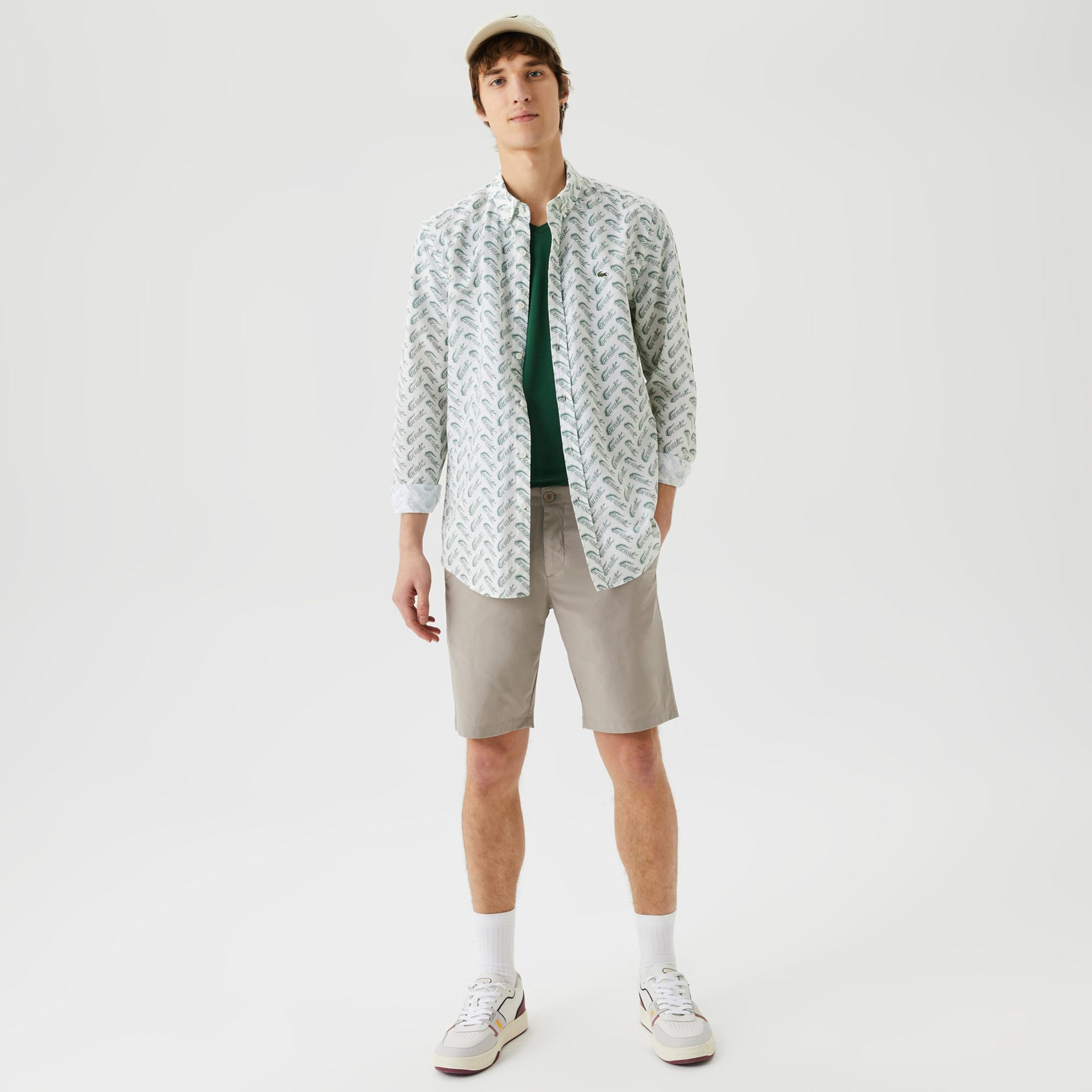 Erkek Slim Fit Gri Bermuda