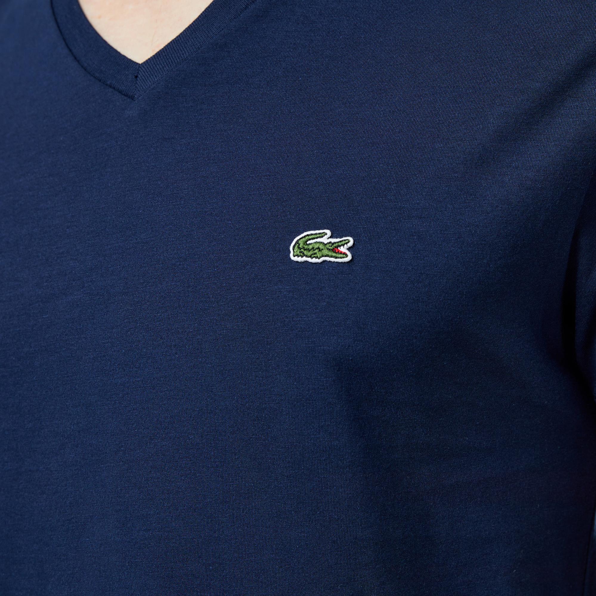 Erkek Regular Fit V Yaka Lacivert T-Shirt