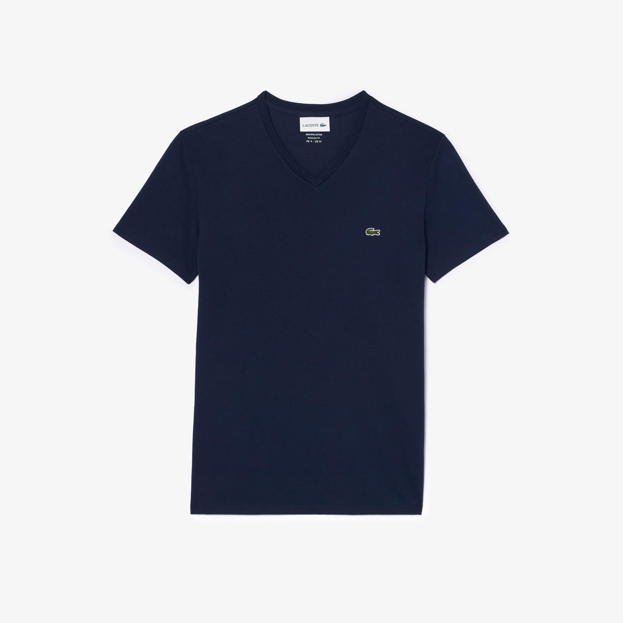 Erkek Regular Fit V Yaka Lacivert T-Shirt