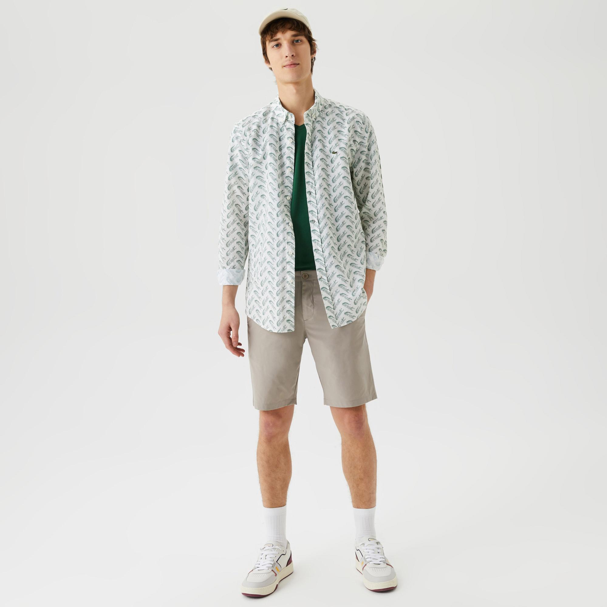 Erkek Slim Fit Gri Bermuda