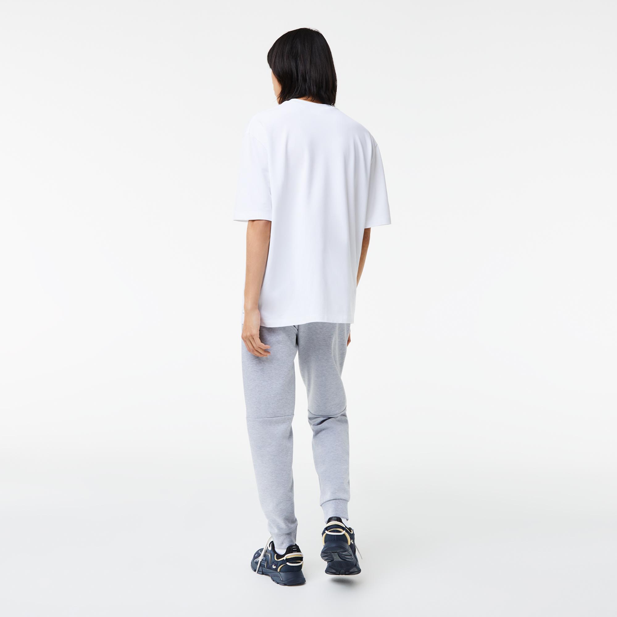 Erkek Loose Fit Bisiklet Yaka Baskılı Beyaz T-Shirt