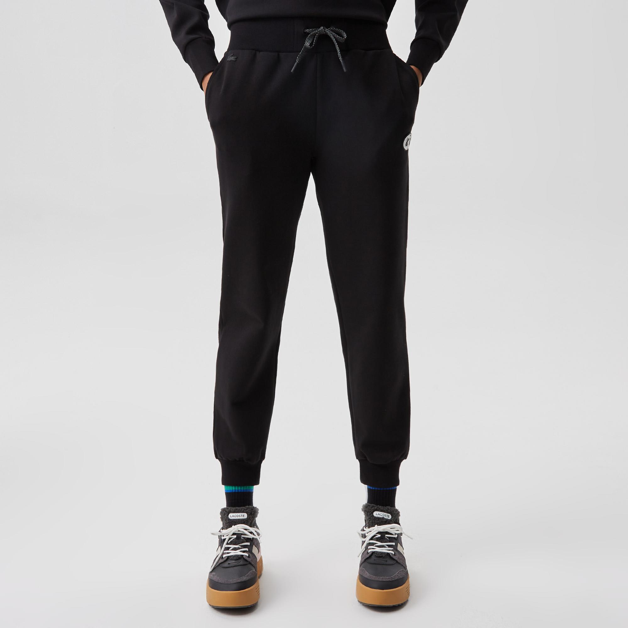 Kadın Slim Fit Baskılı Siyah Eşofman Altı