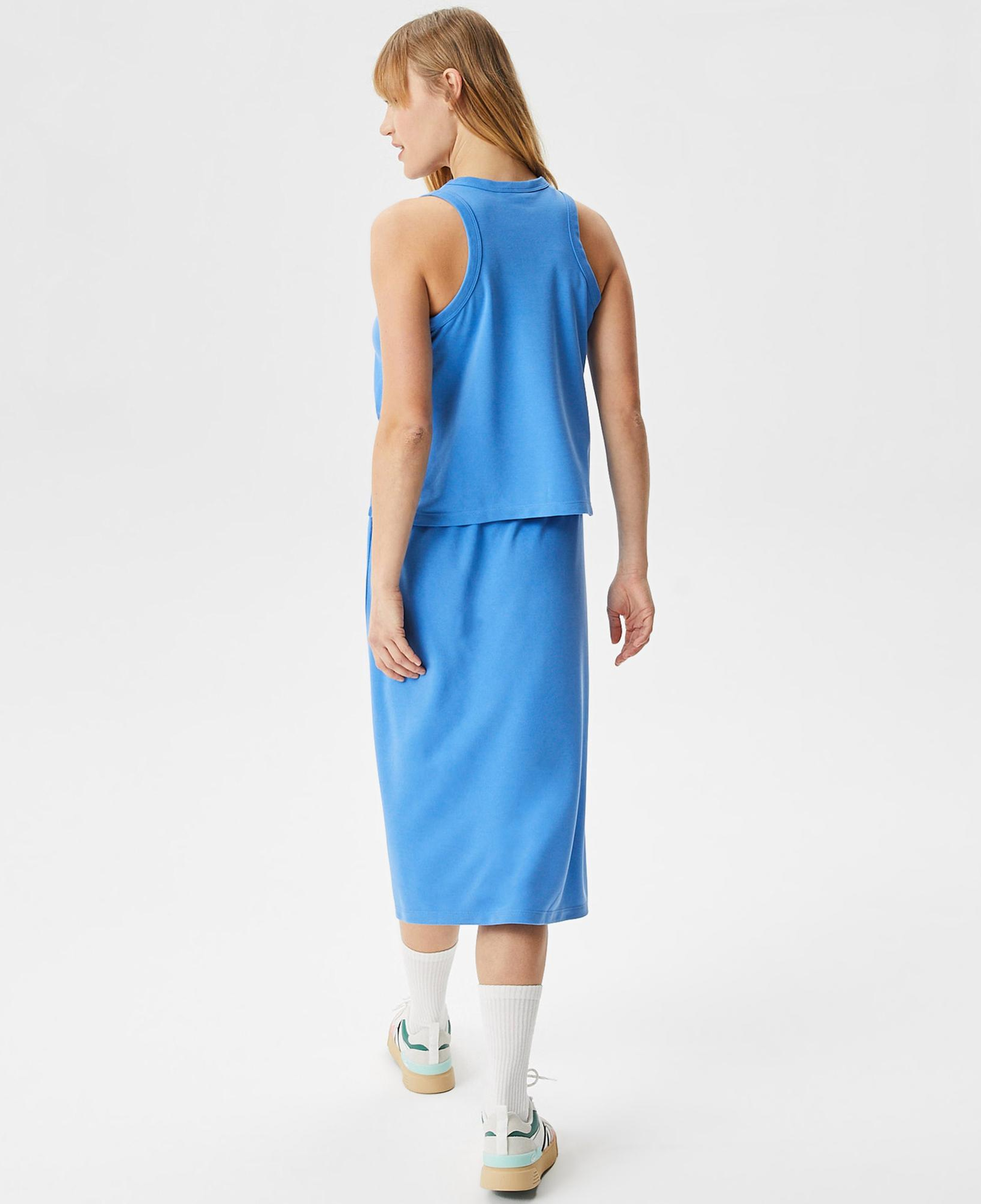 Kadın Loose Fit Kolsuz V Yaka Mavi Elbise