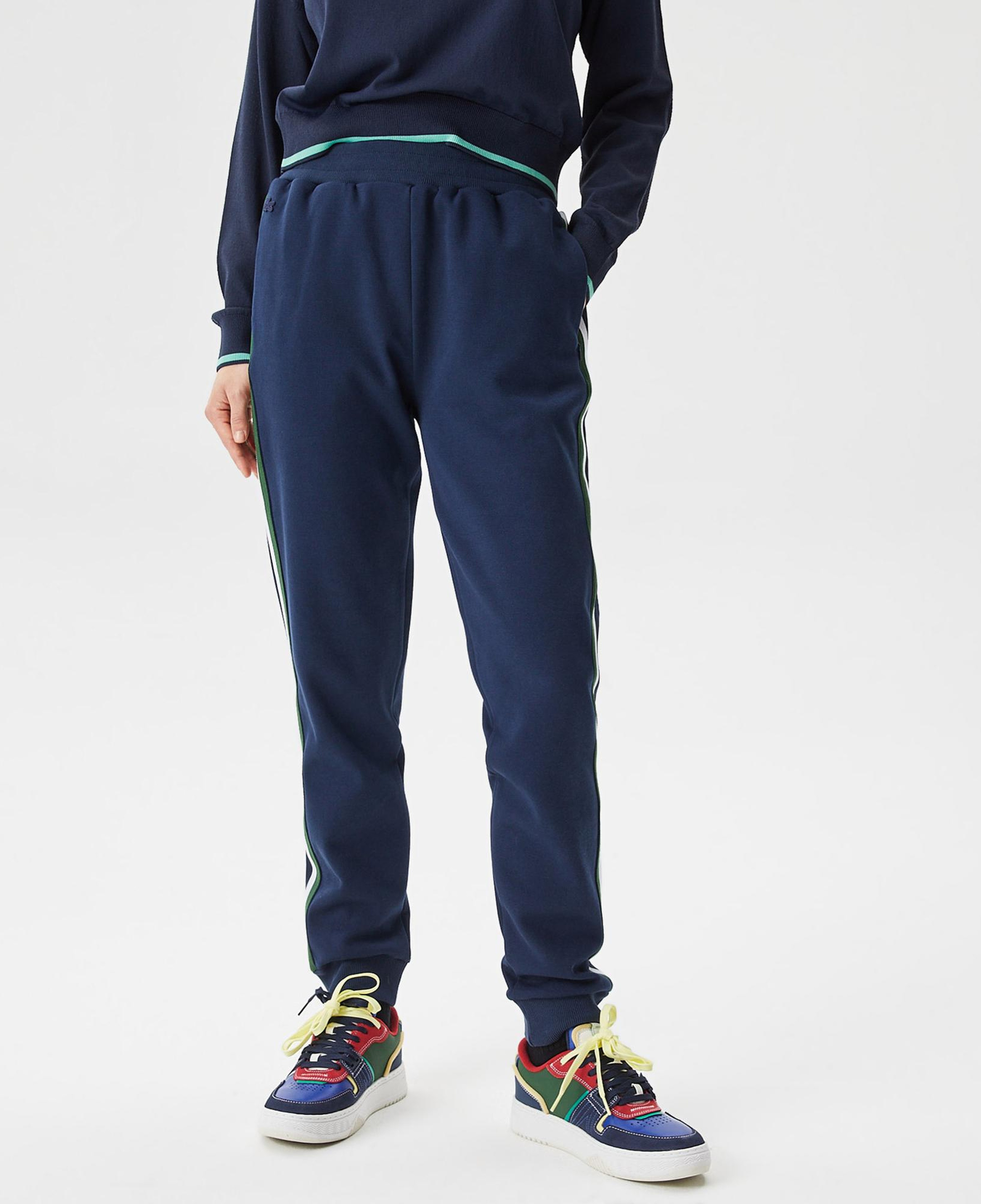 Kadın Slim Fit Renk Bloklu Lacivert Eşofman Altı