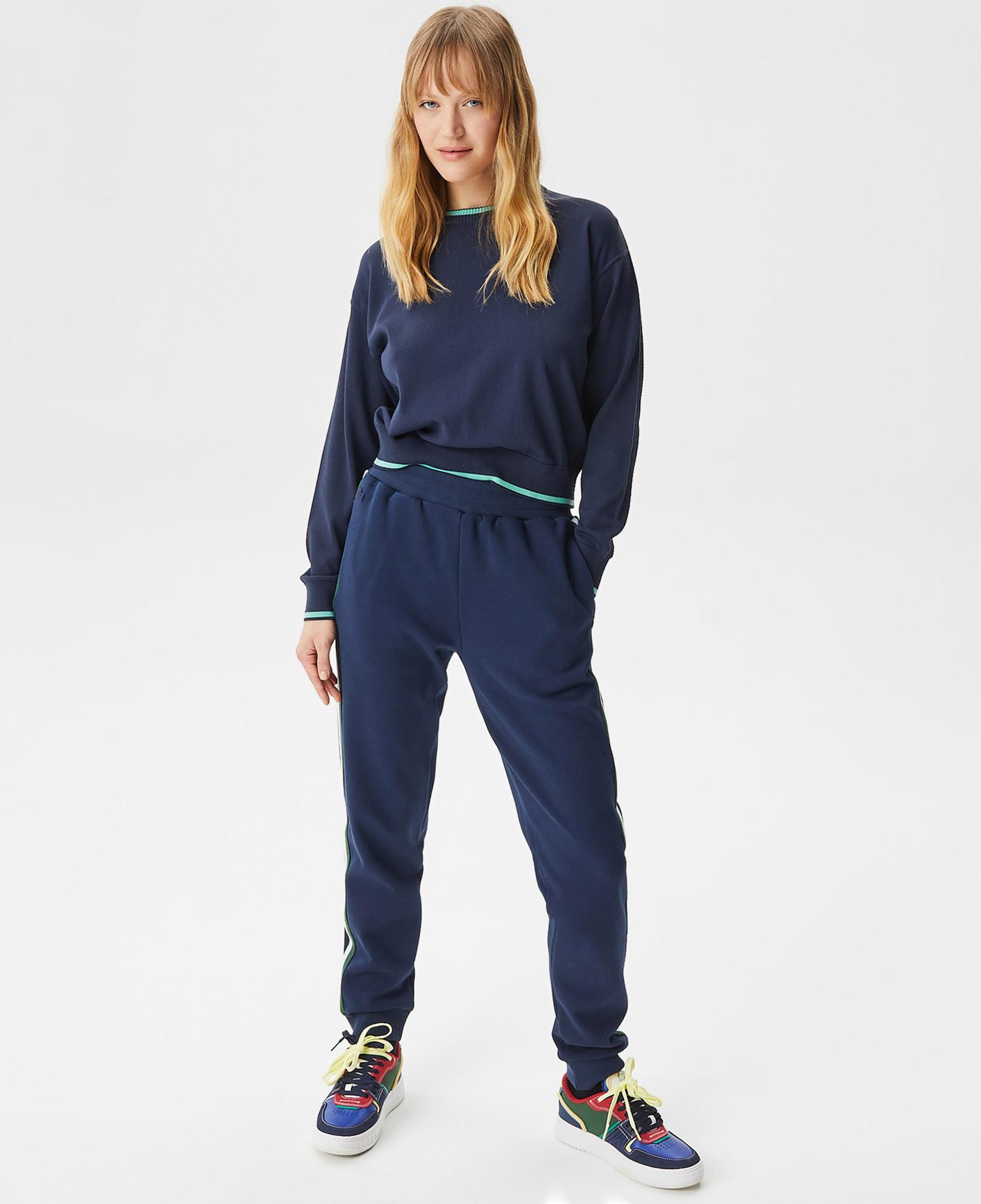 Kadın Slim Fit Renk Bloklu Lacivert Eşofman Altı