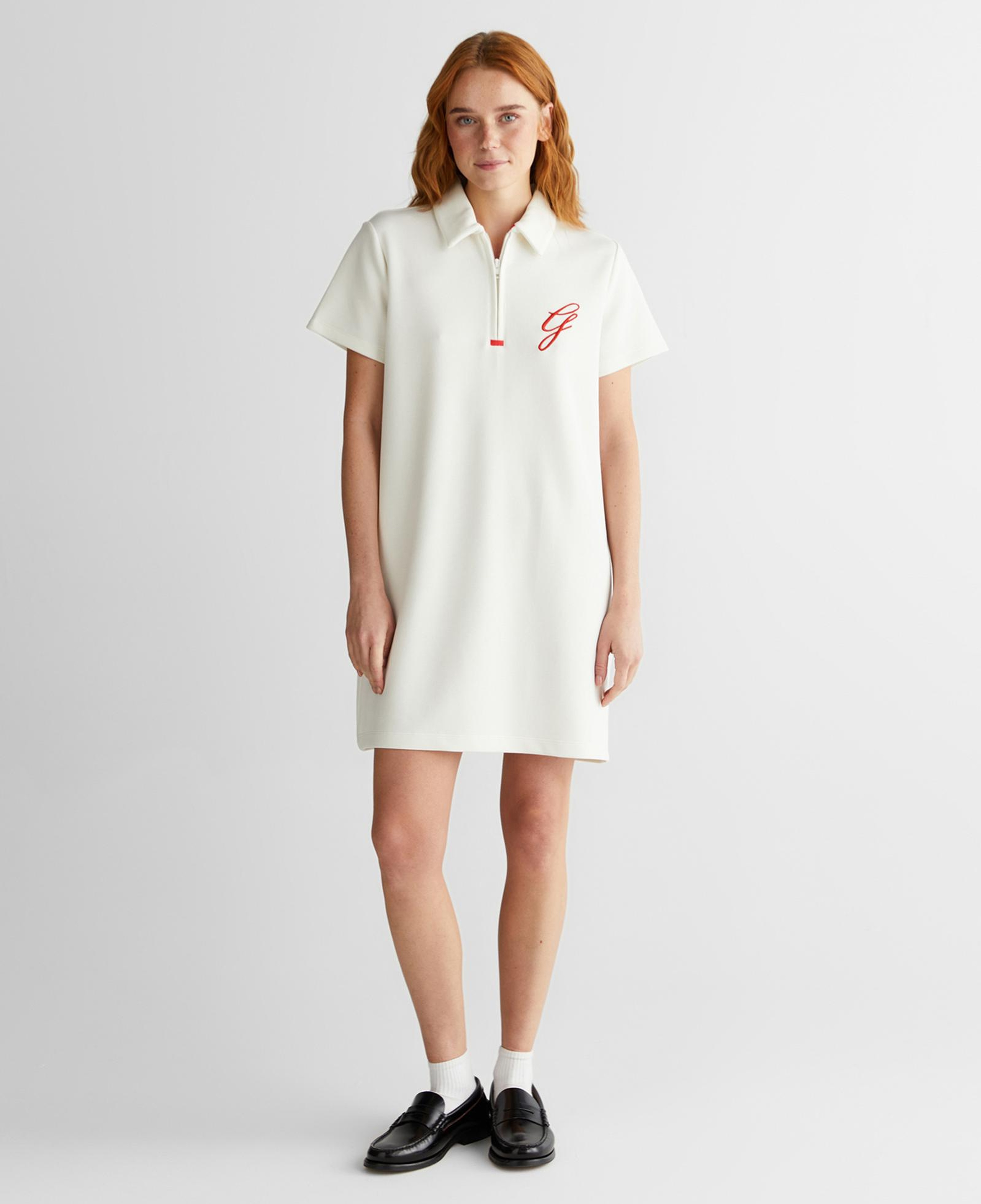 GANT Kadın Krem Yarım Fermuarlı Logolu Elbise