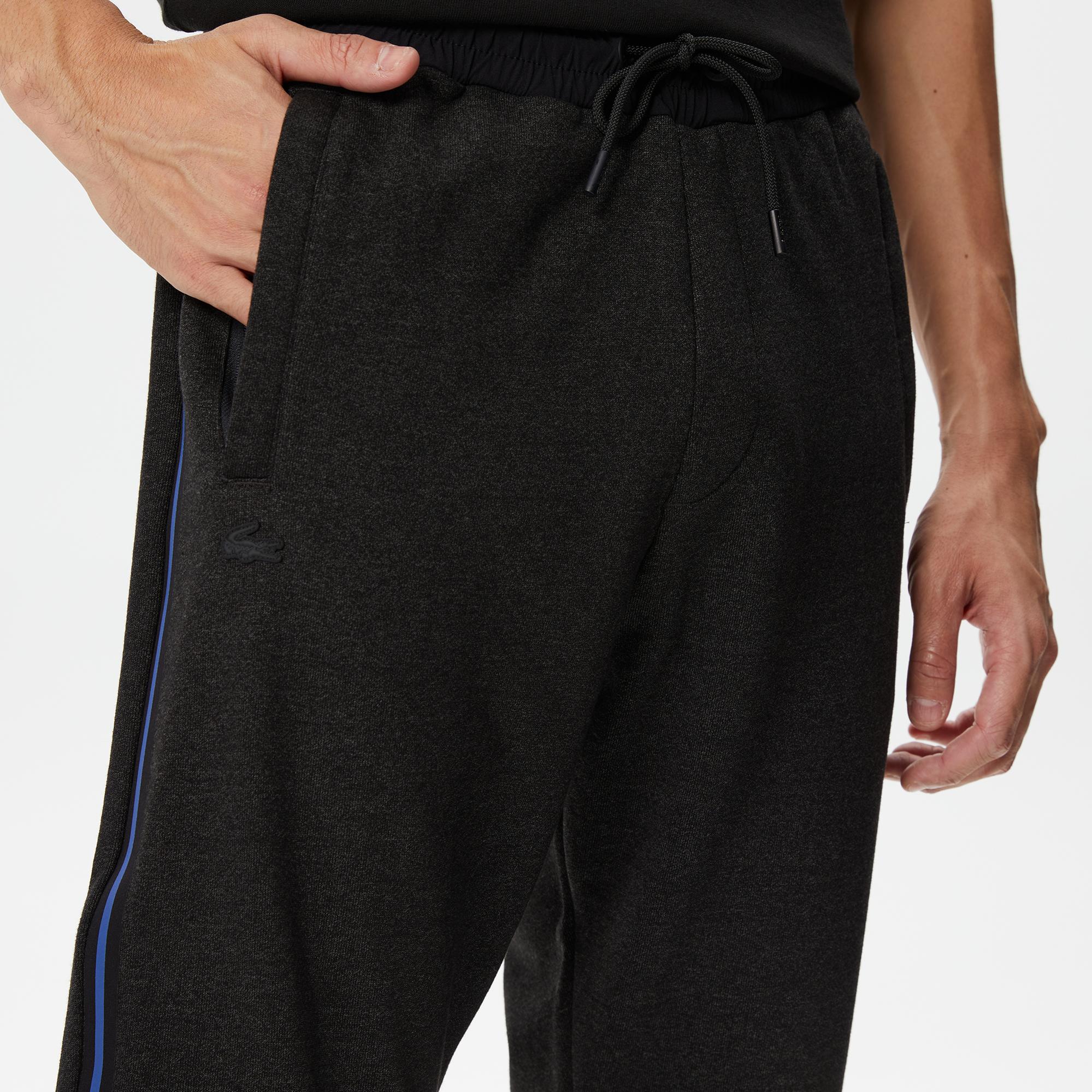 Erkek Slim Fit Renk Bloklu Siyah Eşofman Altı