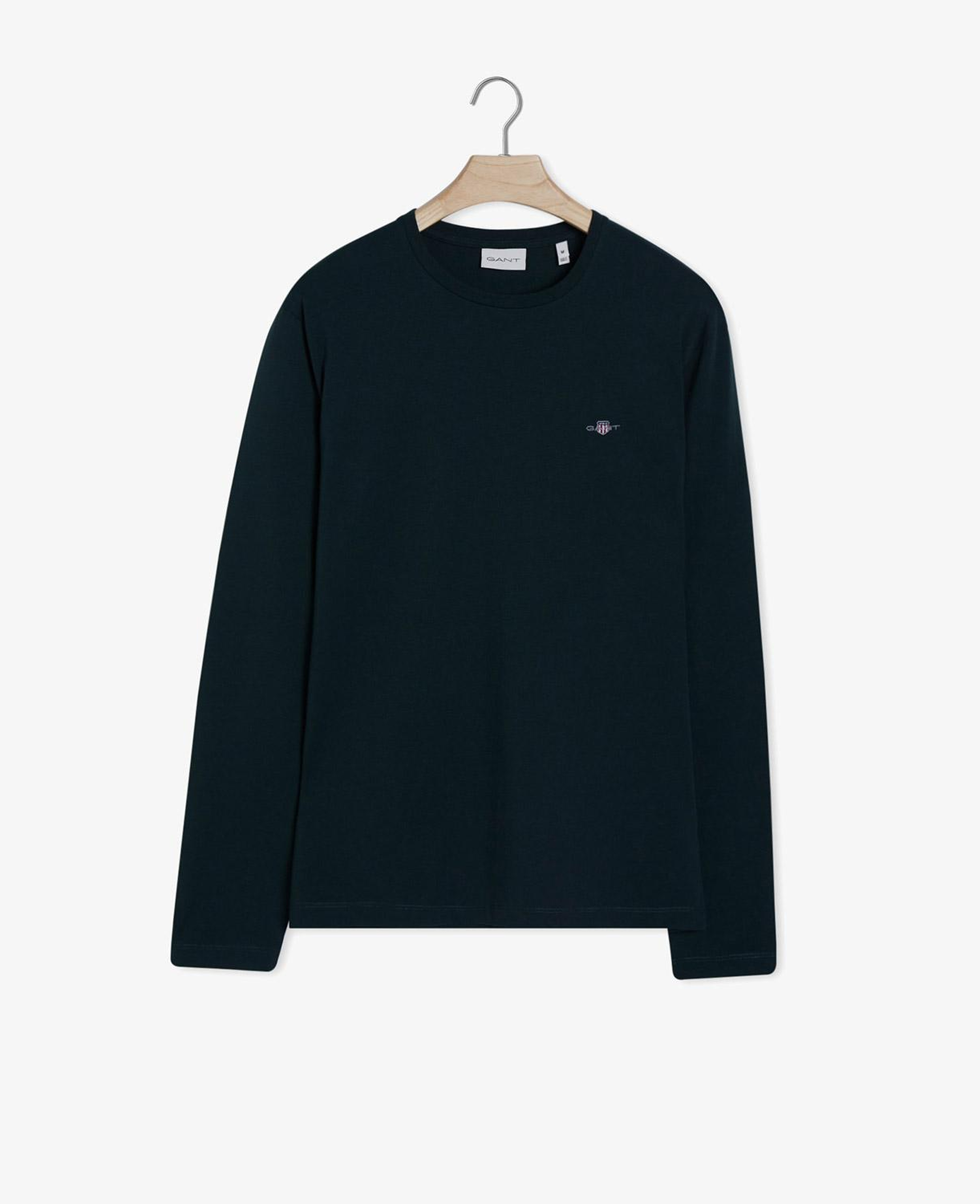 Gant Erkek Yeşil Regular Fit Bisiklet Yaka Uzun Kollu T-Shirt