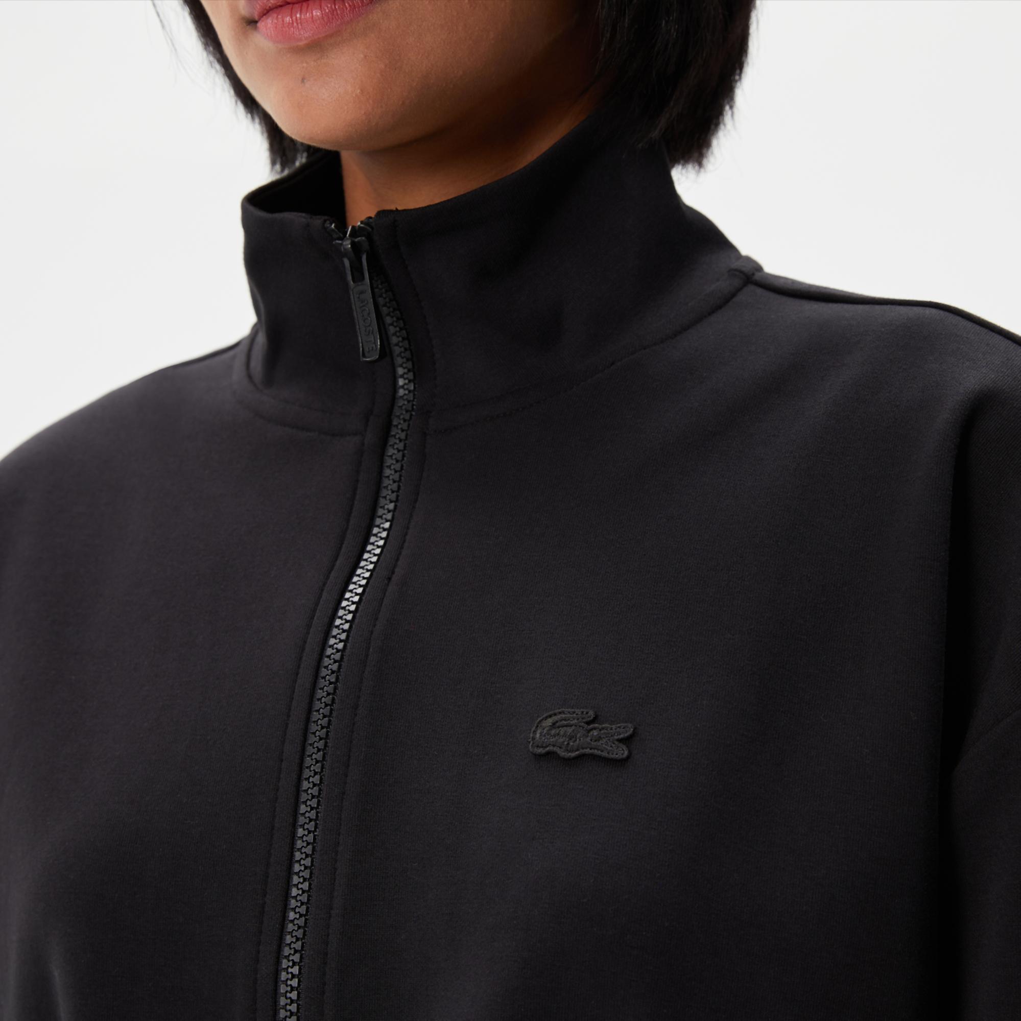 Kadın Loose Fit Uzun Kollu Dik Yaka Siyah Elbise