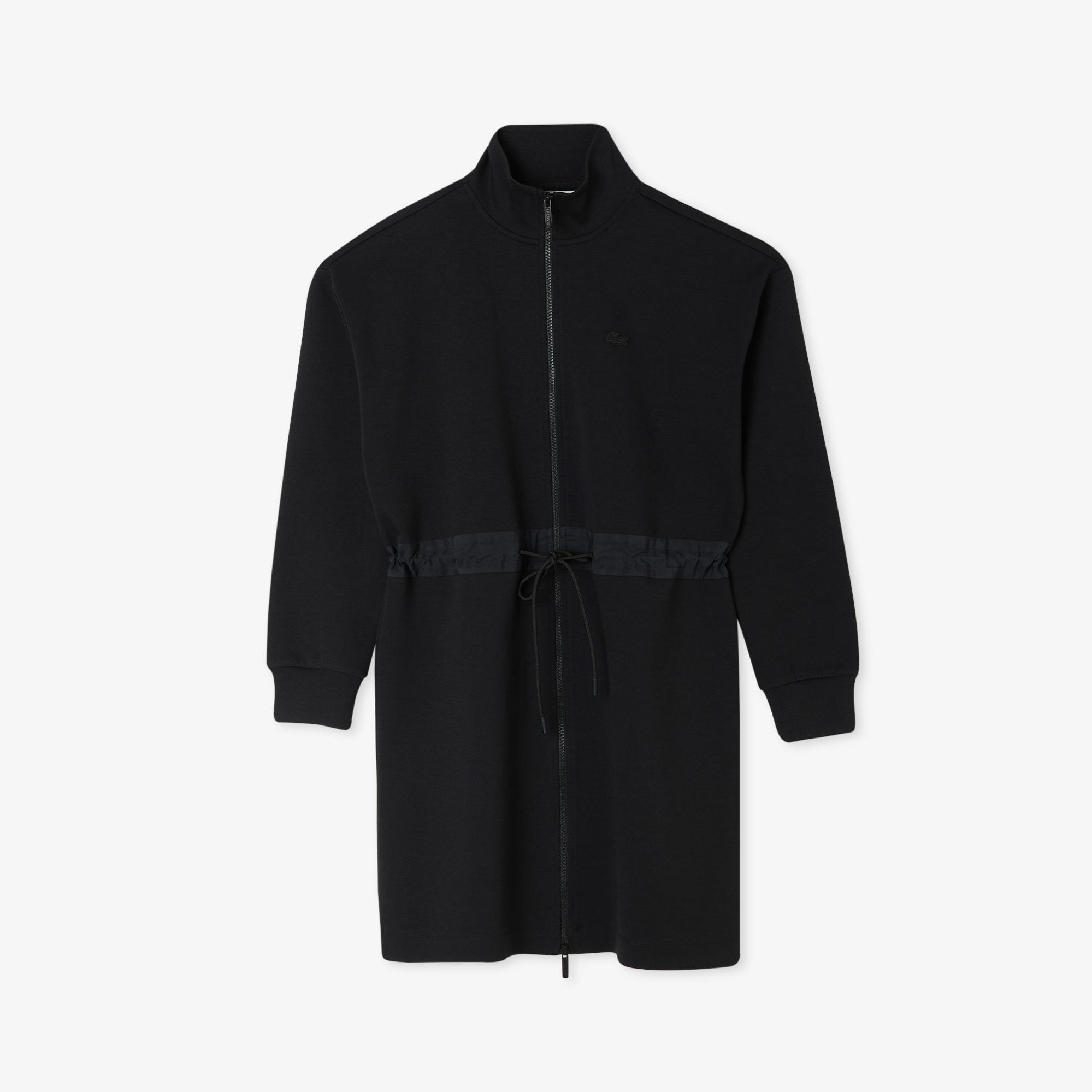 Kadın Loose Fit Uzun Kollu Dik Yaka Siyah Elbise