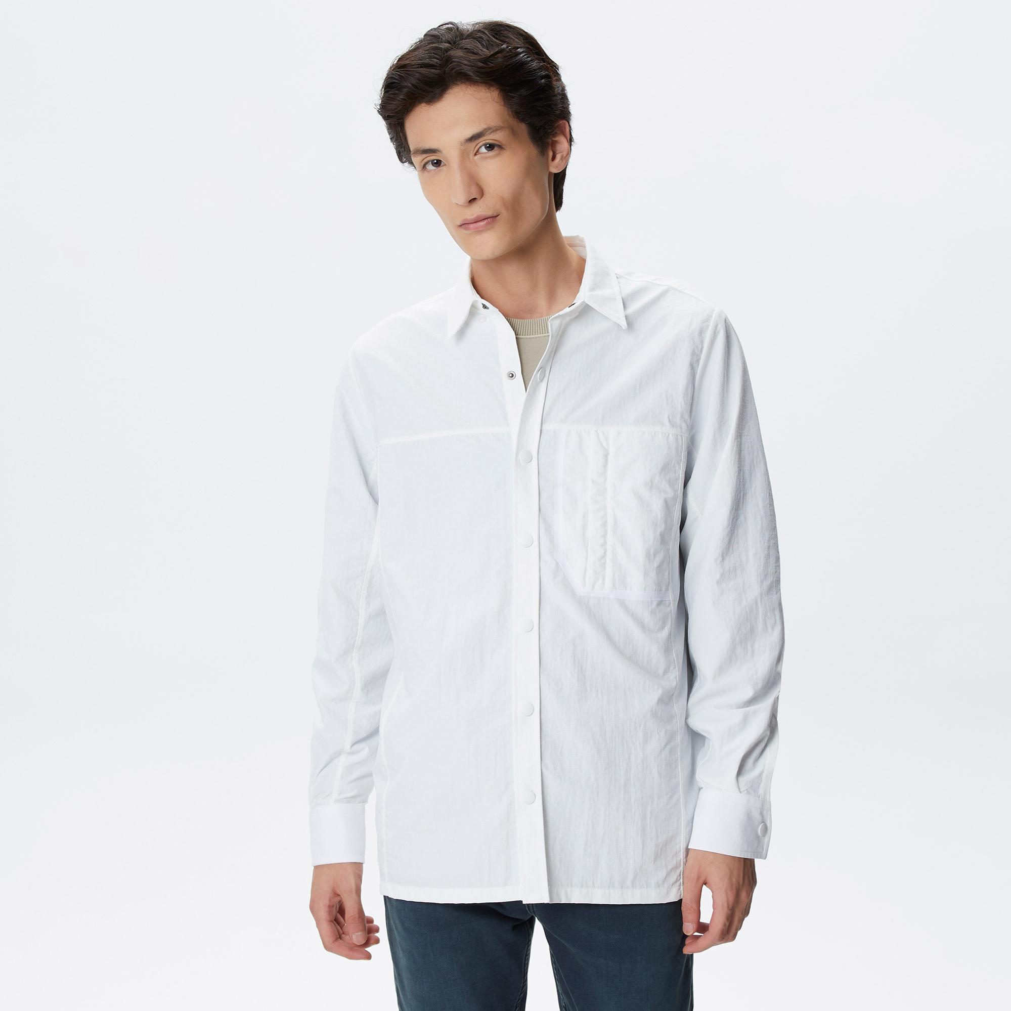 Erkek Relaxed Fit Baskılı Ekru Gömlek