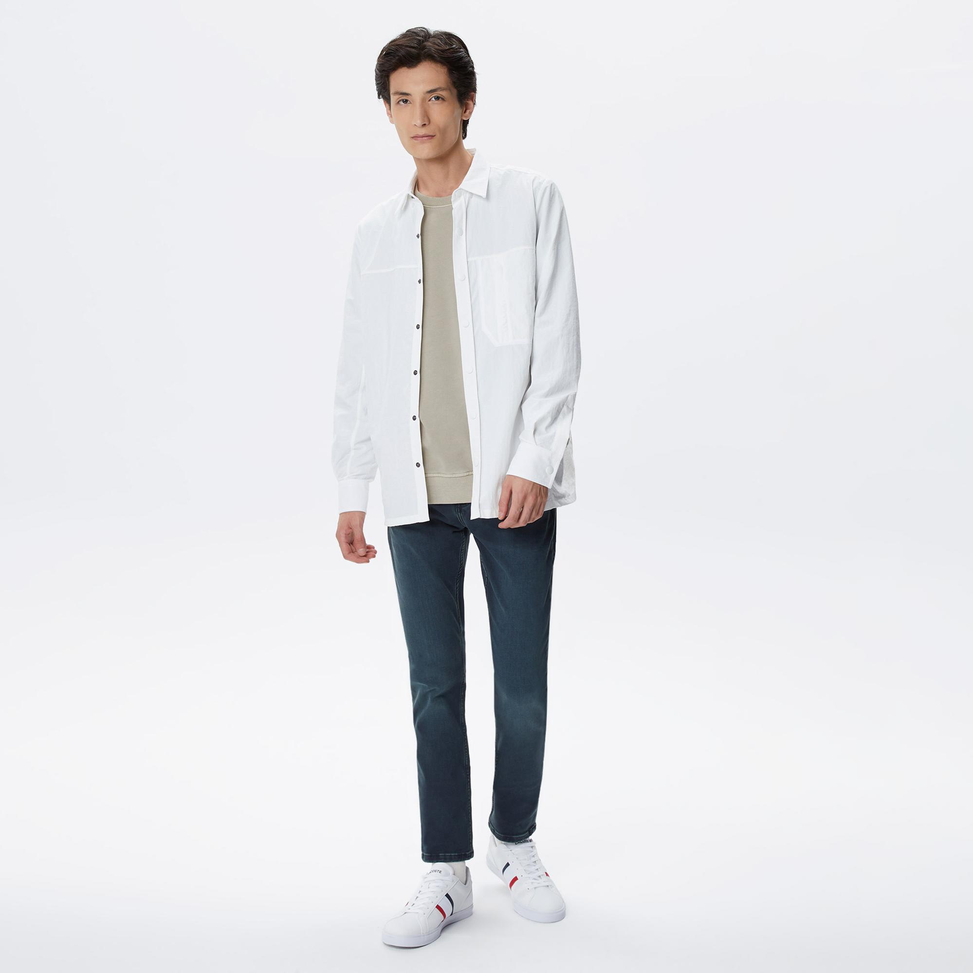 Erkek Relaxed Fit Baskılı Ekru Gömlek