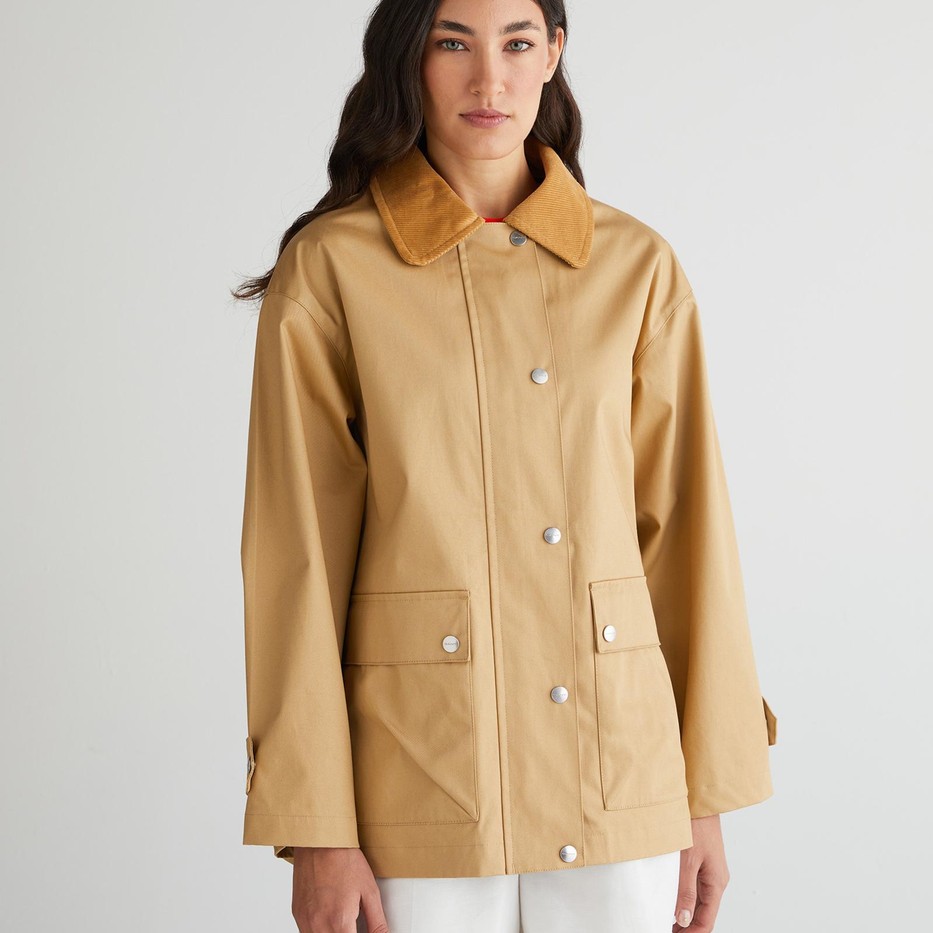 GANT Kadın Bej Relaxed Fit Klasik Yaka Ceket