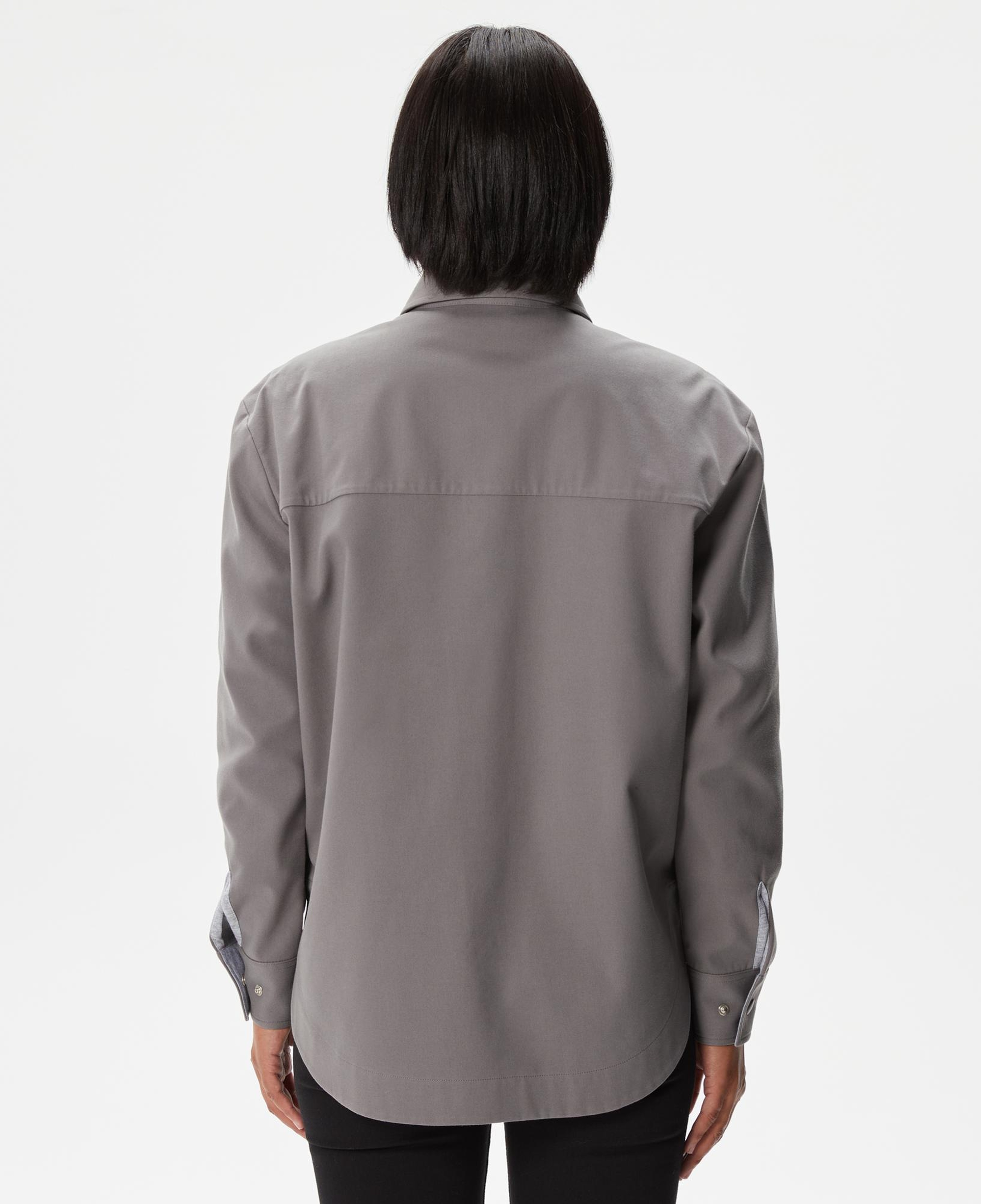 Kadın Relaxed Fit Uzun Kollu Gri Gömlek
