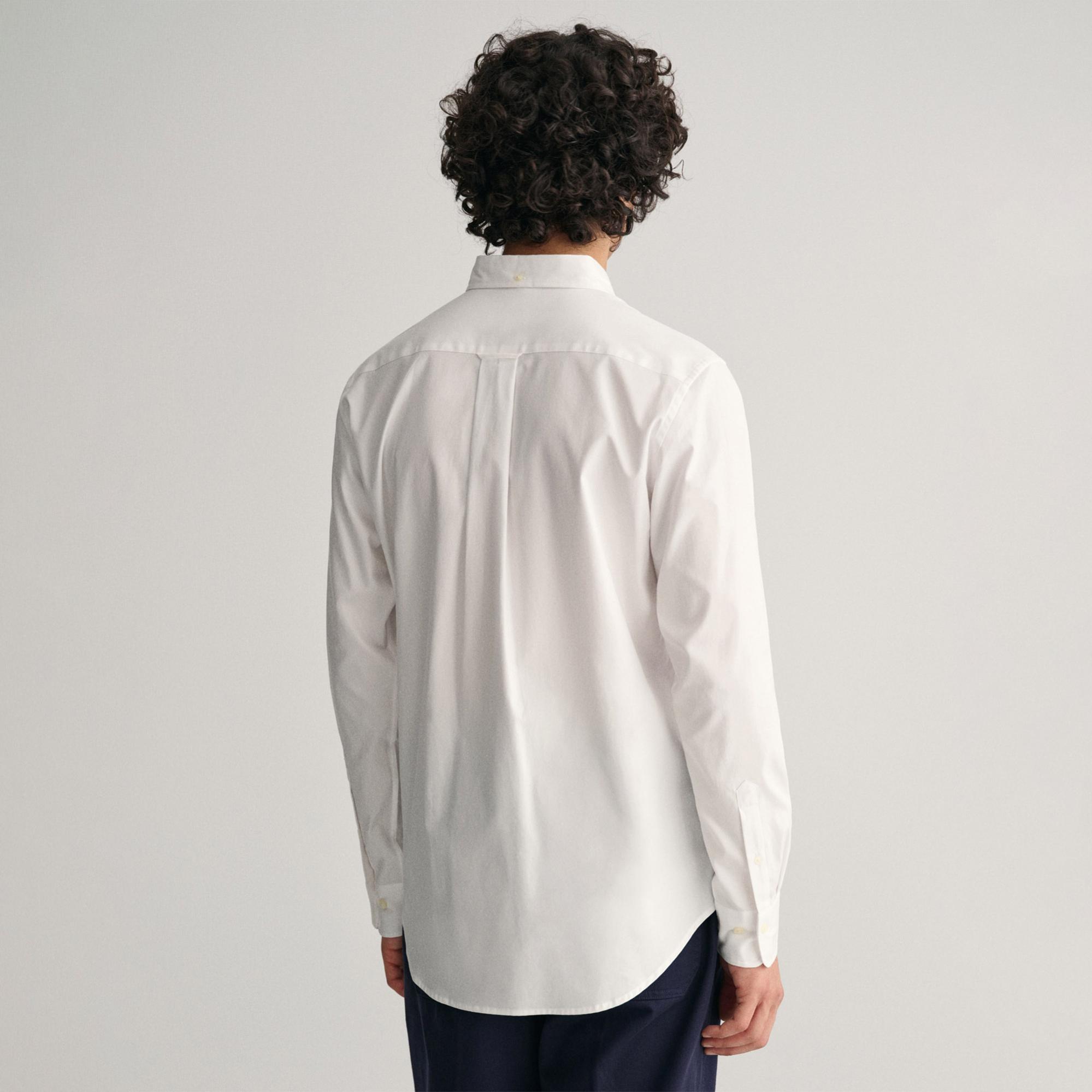 GANT Erkek Beyaz Regular Fit Düğmeli Yaka Oxford Gömlek