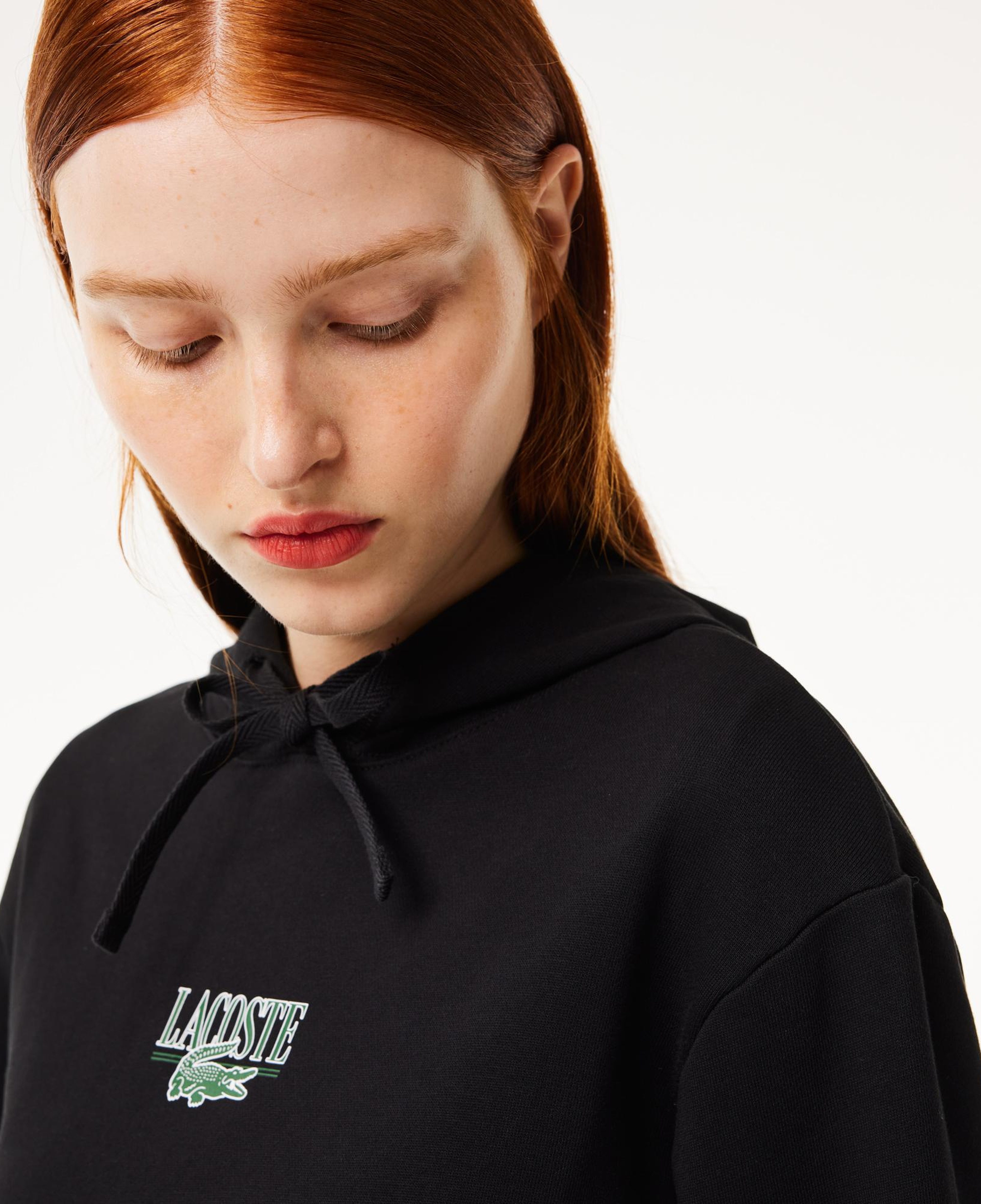 Kadın Kapüşonlu Baskılı Siyah Sweatshirt