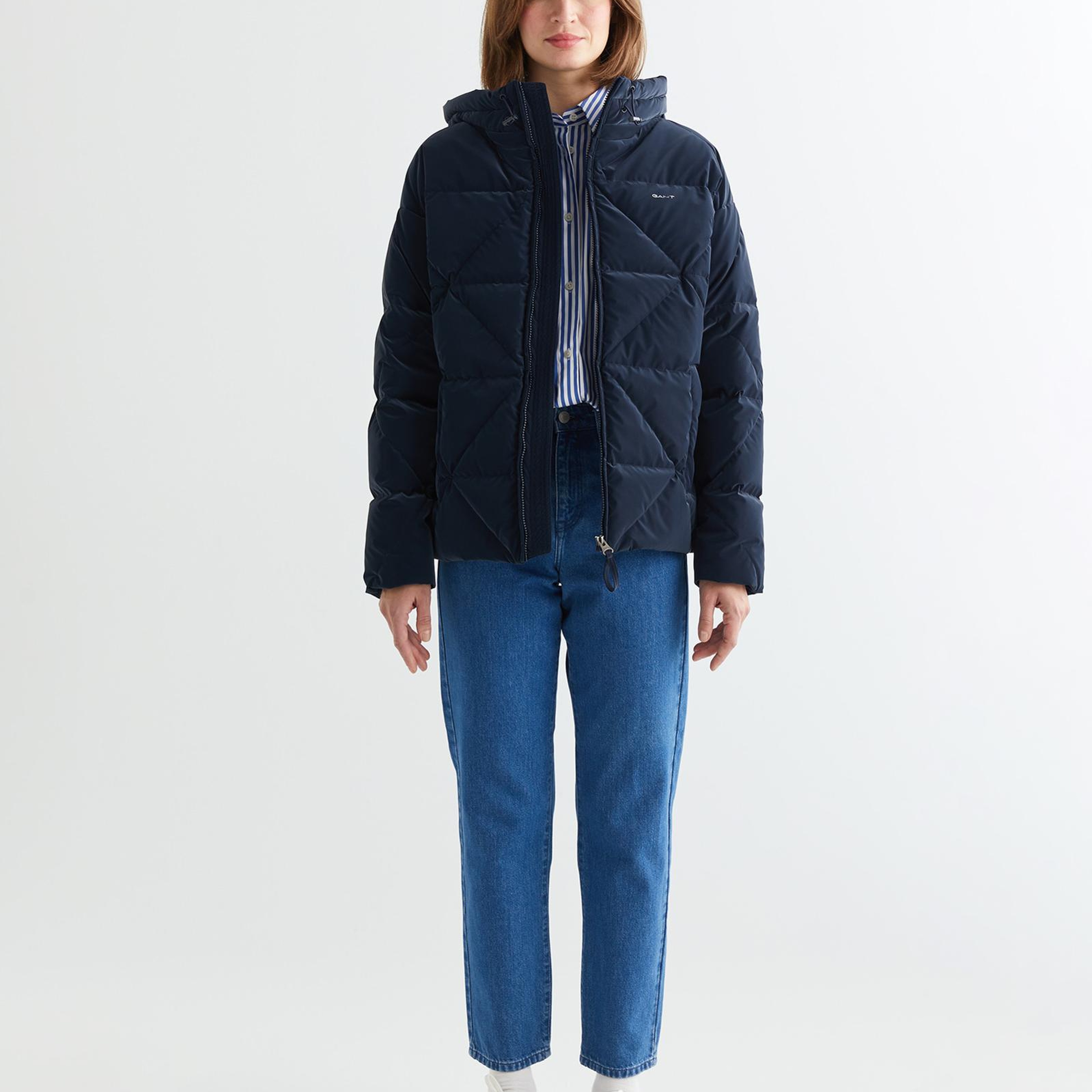 GANT Kadın Lacivert Kapüşonlu Kapitone Mont