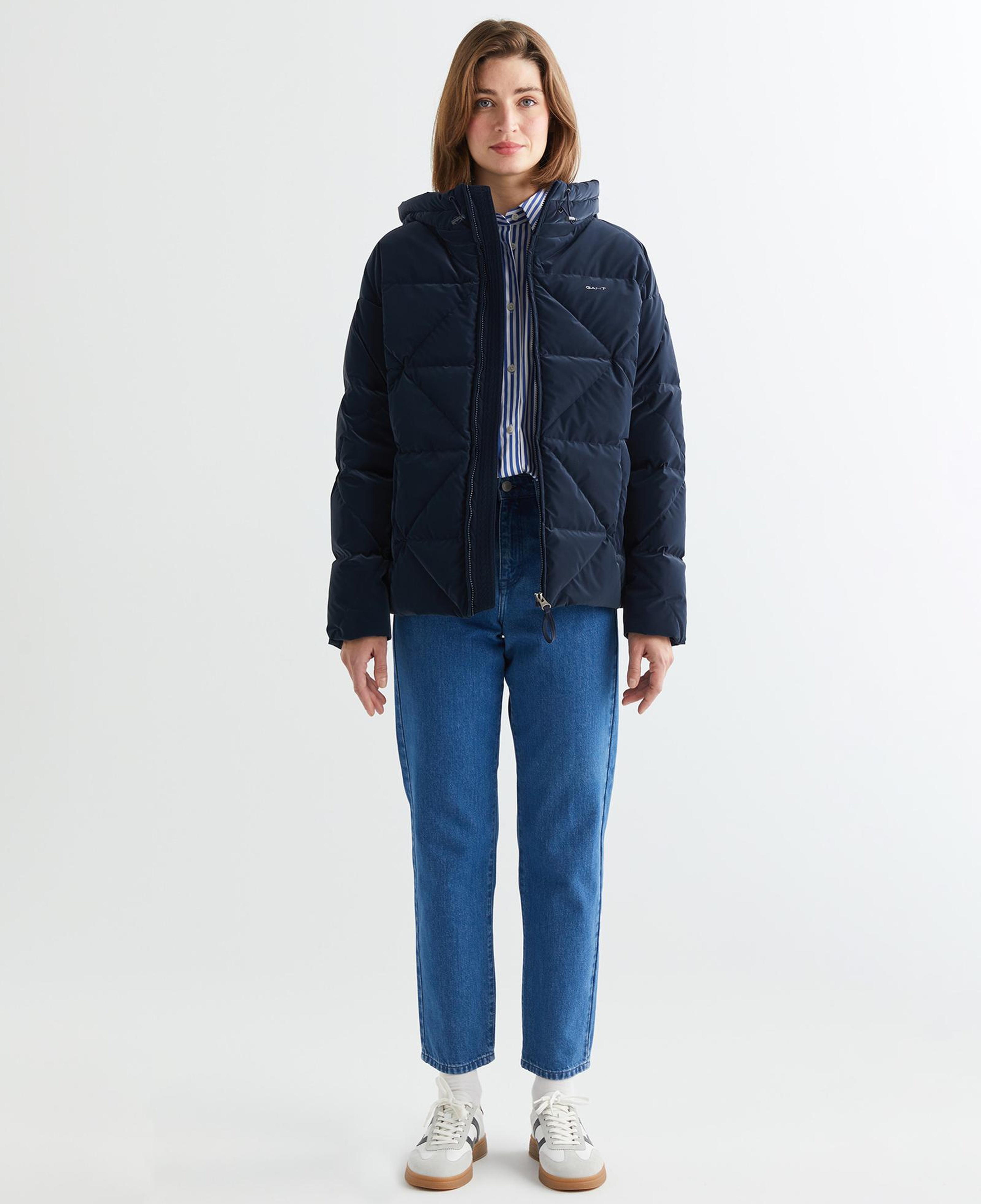 GANT Kadın Lacivert Kapüşonlu Kapitone Mont