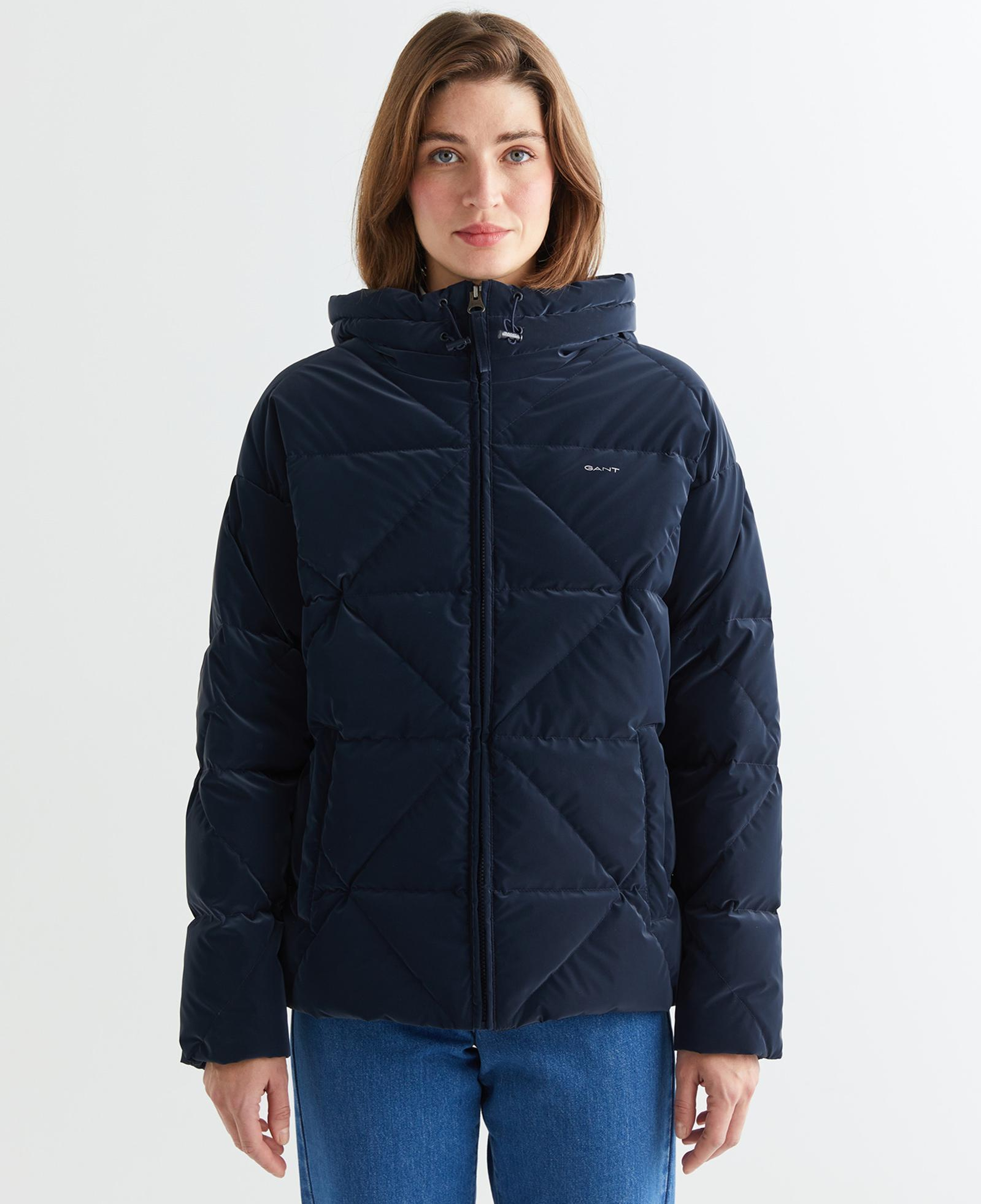 GANT Kadın Lacivert Kapüşonlu Kapitone Mont