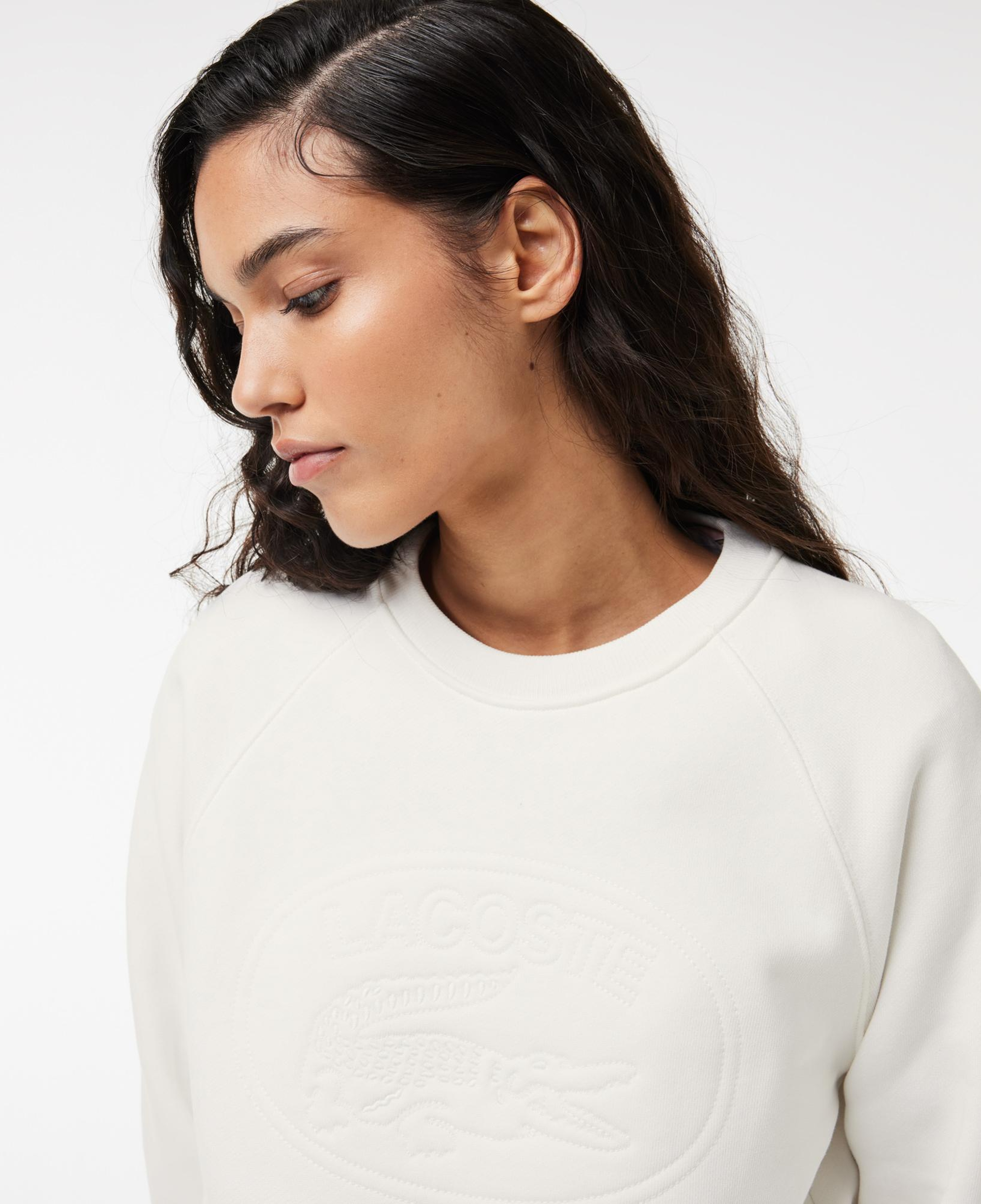 Kadın Bisiklet Yaka Baskılı Beyaz Sweatshirt