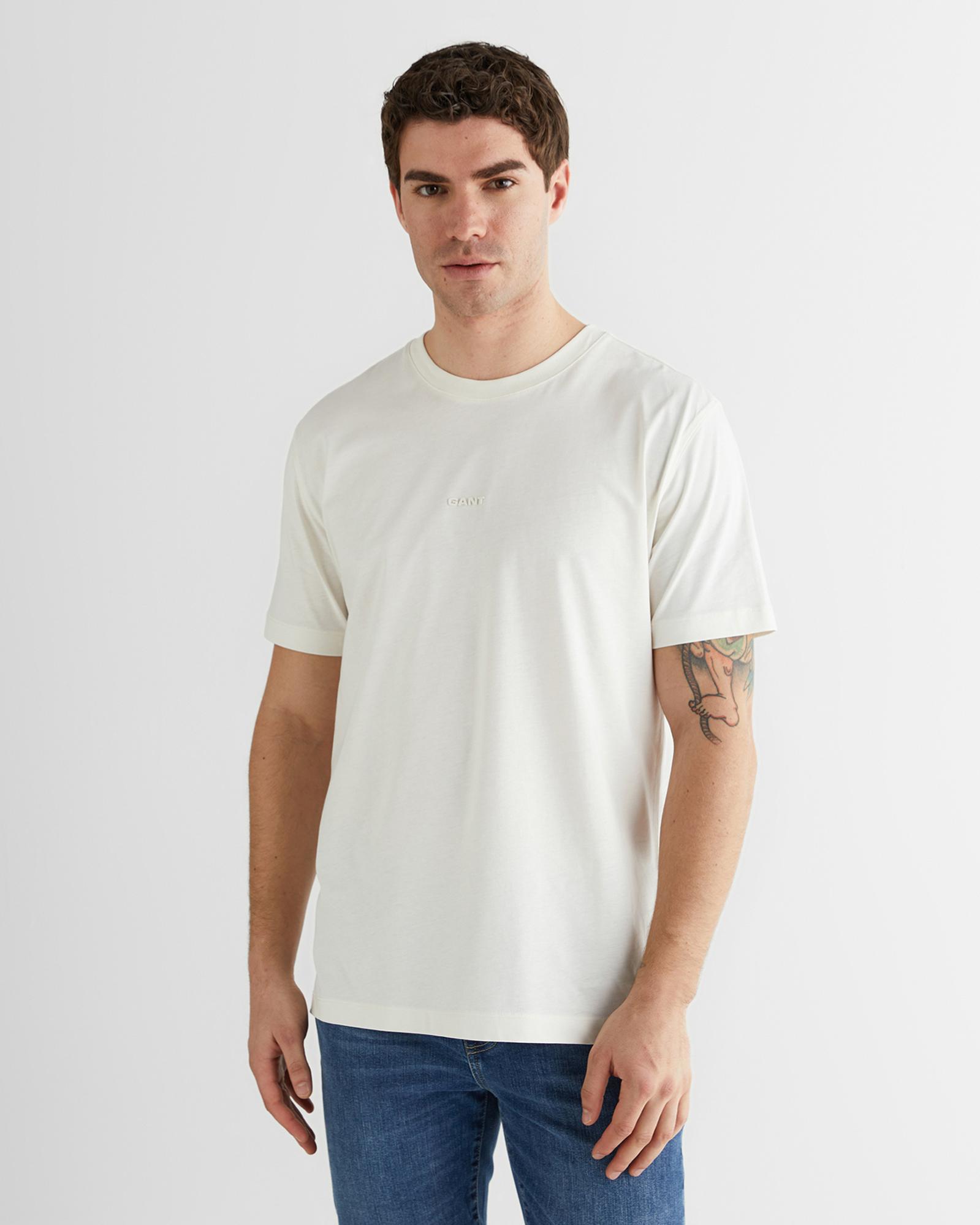 GANT Erkek Beyaz Baskılı Kısa Kollu T-Shirt