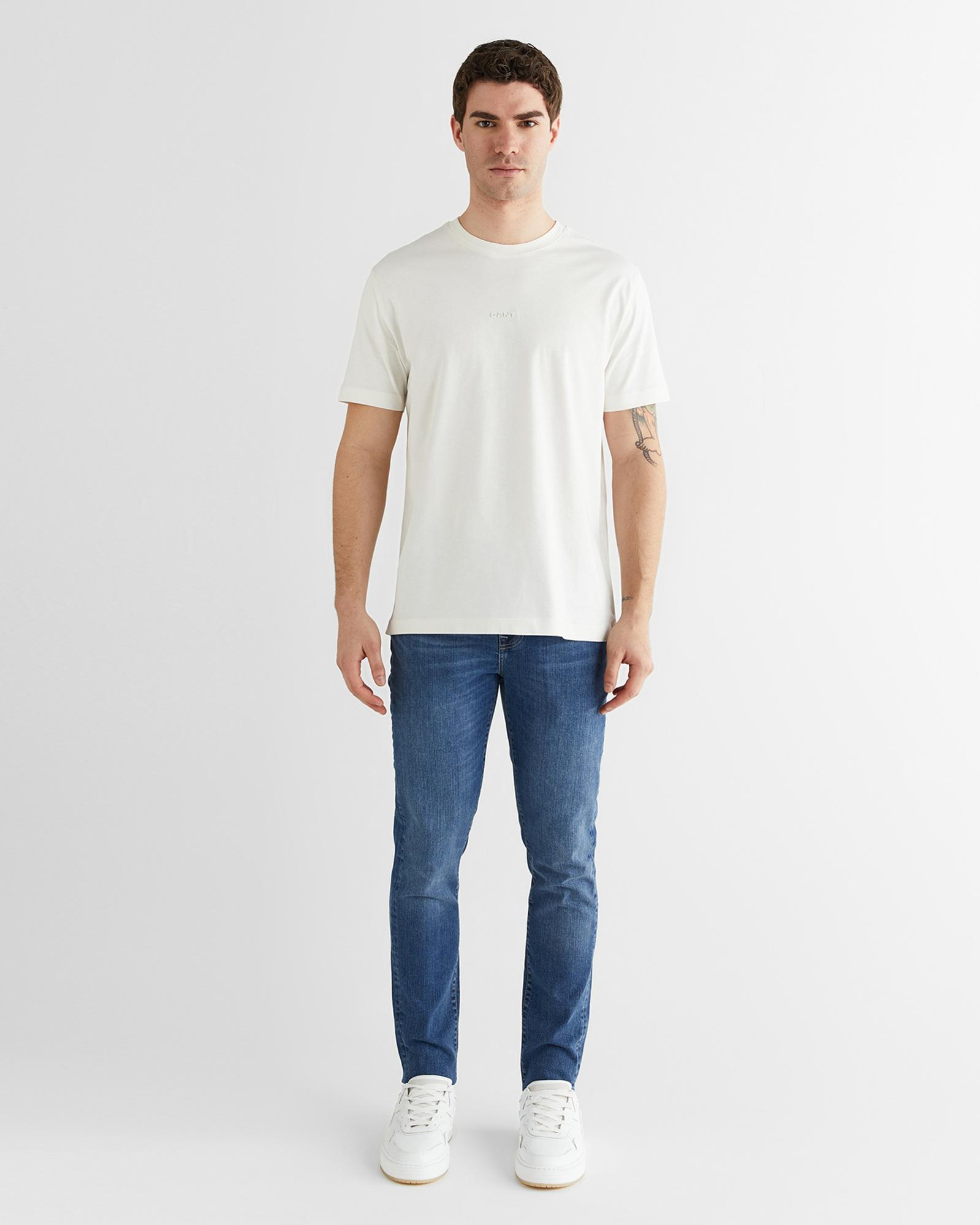 GANT Erkek Beyaz Baskılı Kısa Kollu T-Shirt