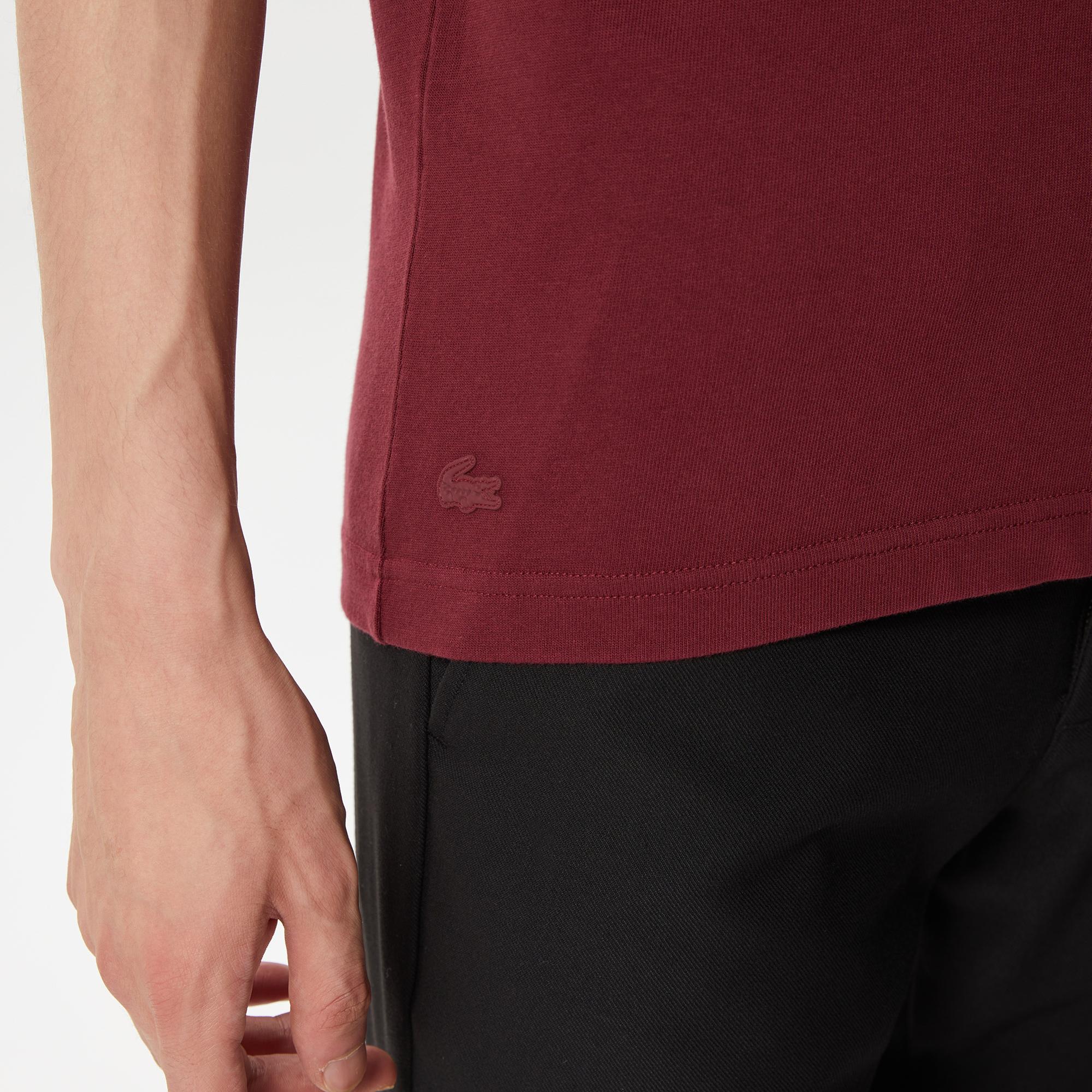 Erkek Regular Fit Bisiklet Yaka Baskılı Bordo T-Shirt