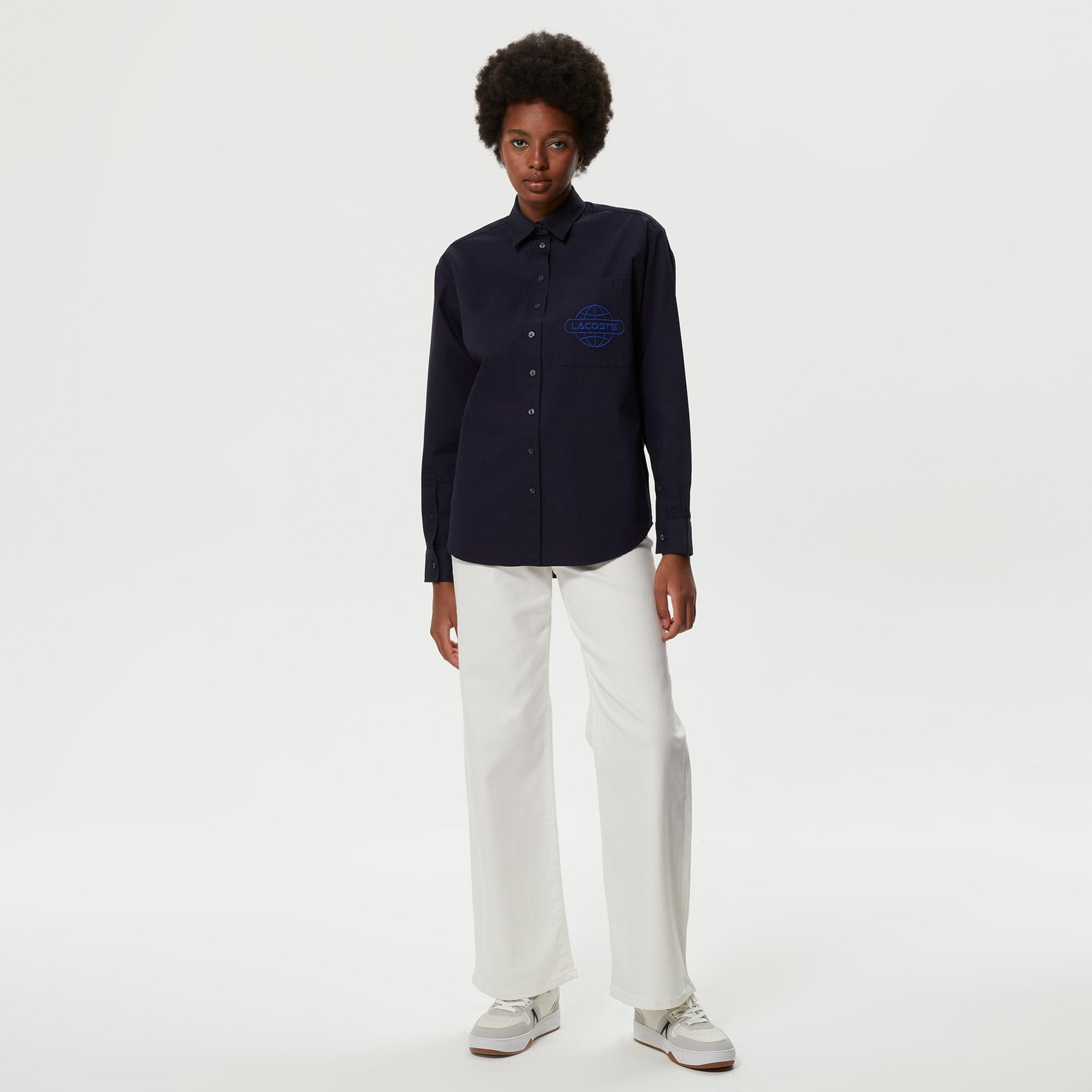 Kadın Relaxed Fit Lacivert Gömlek