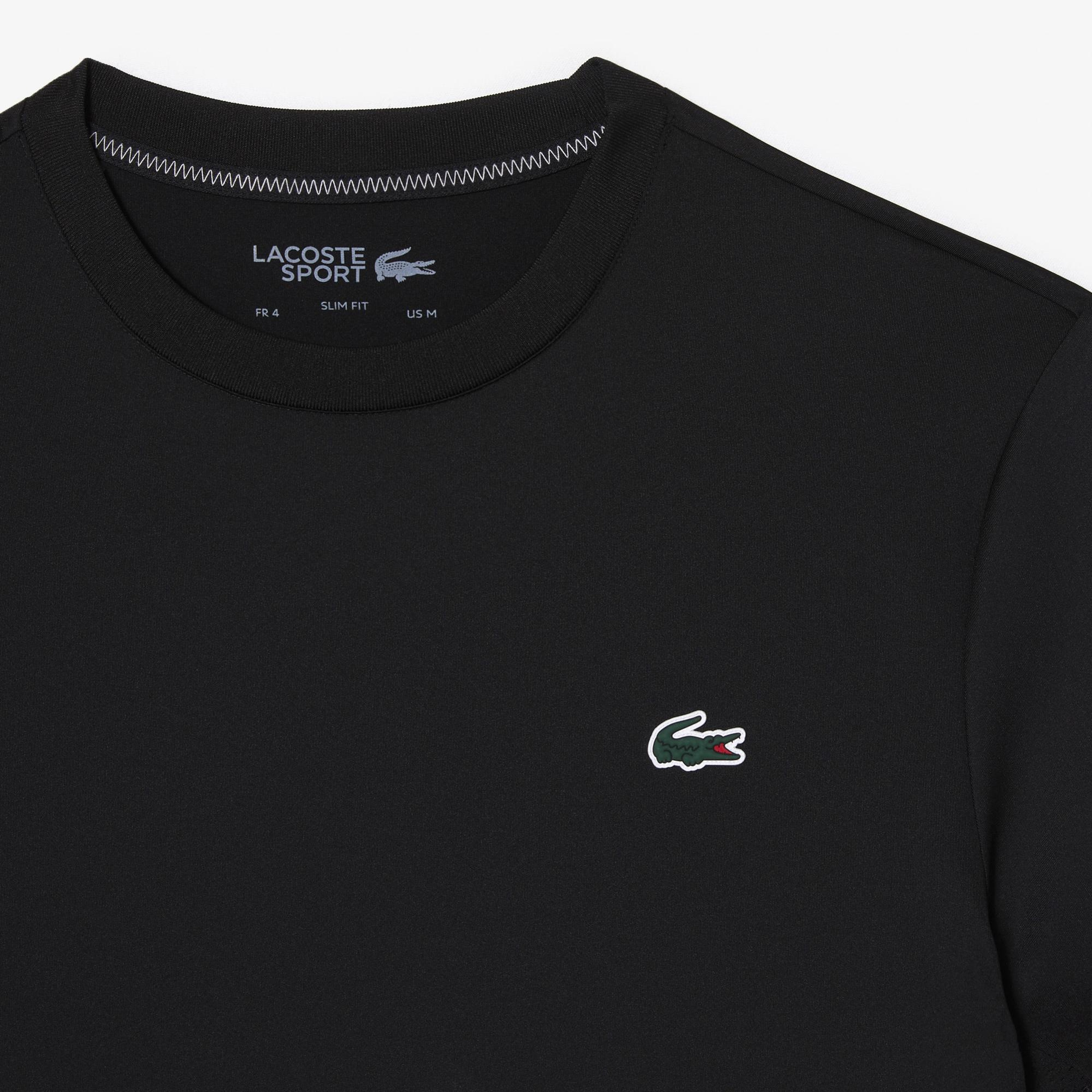 Lacoste SPORT Slim Fit Bisiklet Yaka Erkek Siyah T-Shirt