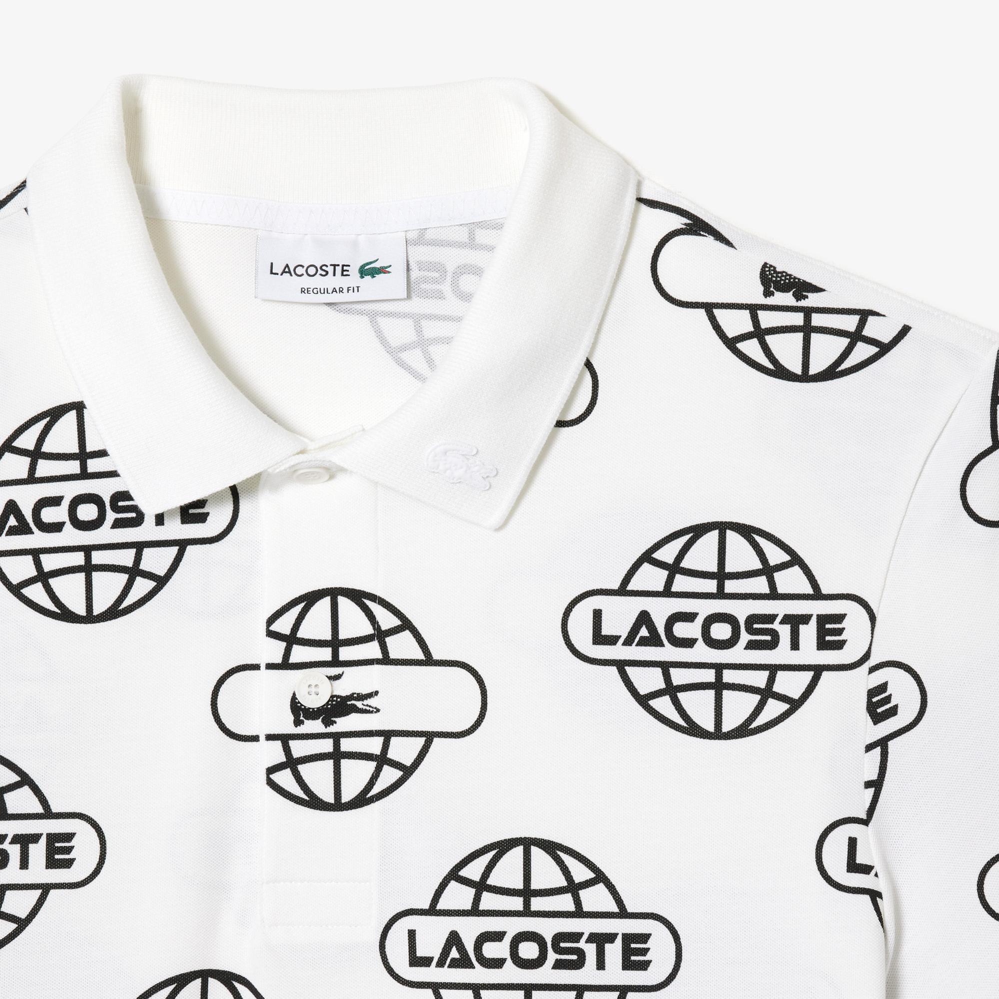 Lacoste Movement Erkek Regular Fit Organik Pamuk Baskılı Beyaz Polo