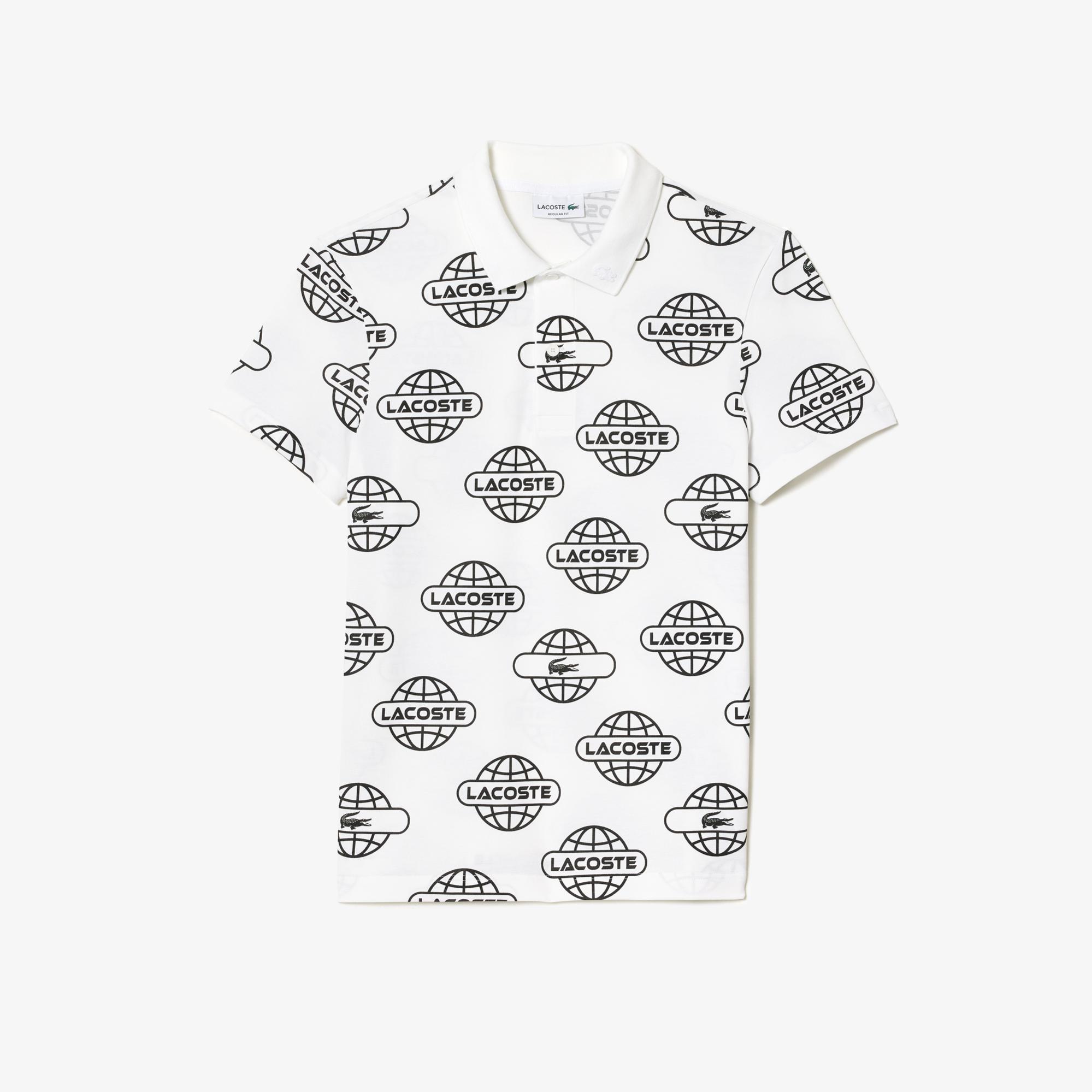 Lacoste Movement Erkek Regular Fit Organik Pamuk Baskılı Beyaz Polo