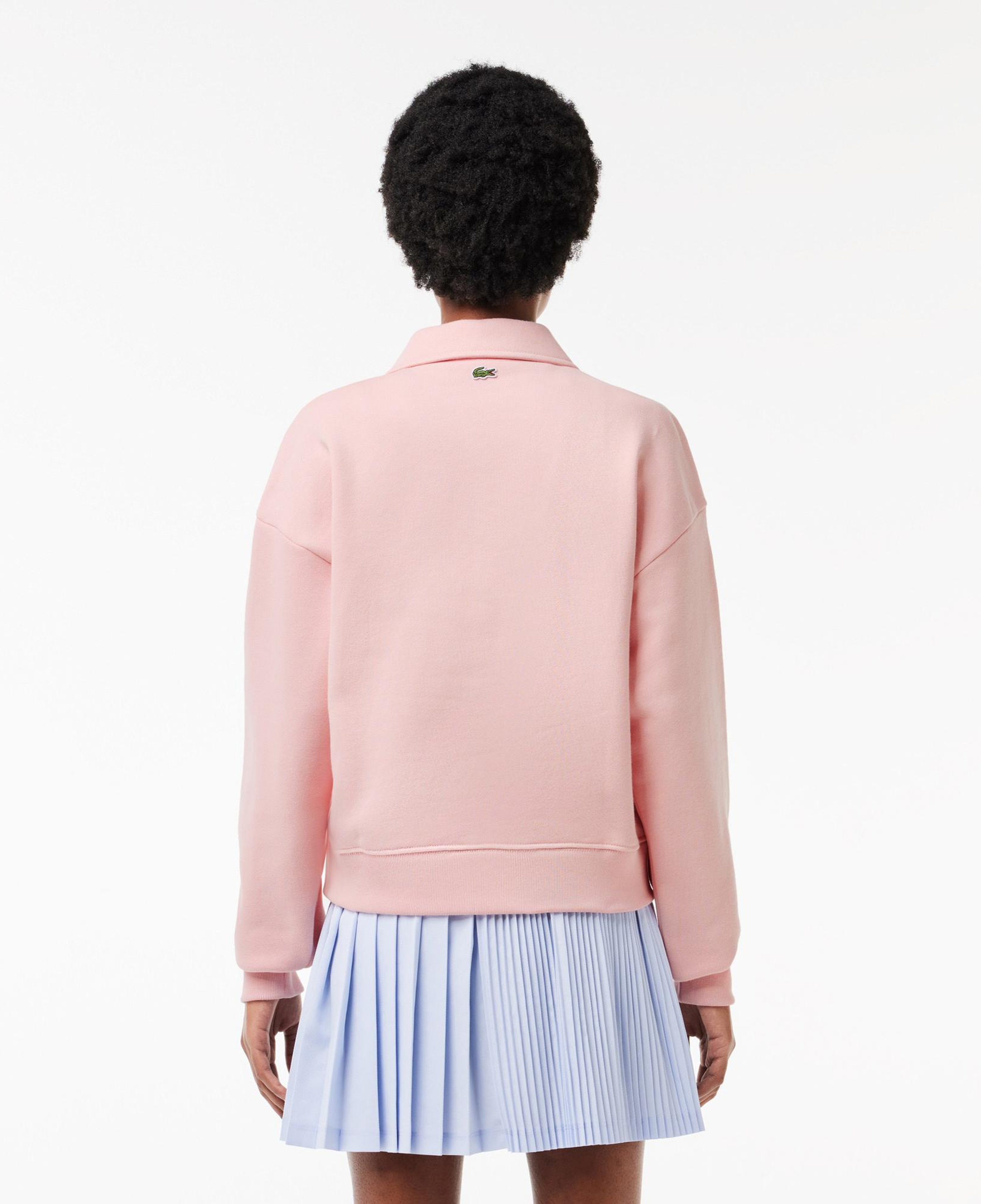 Kadın Polo Yaka Pembe Sweatshirt