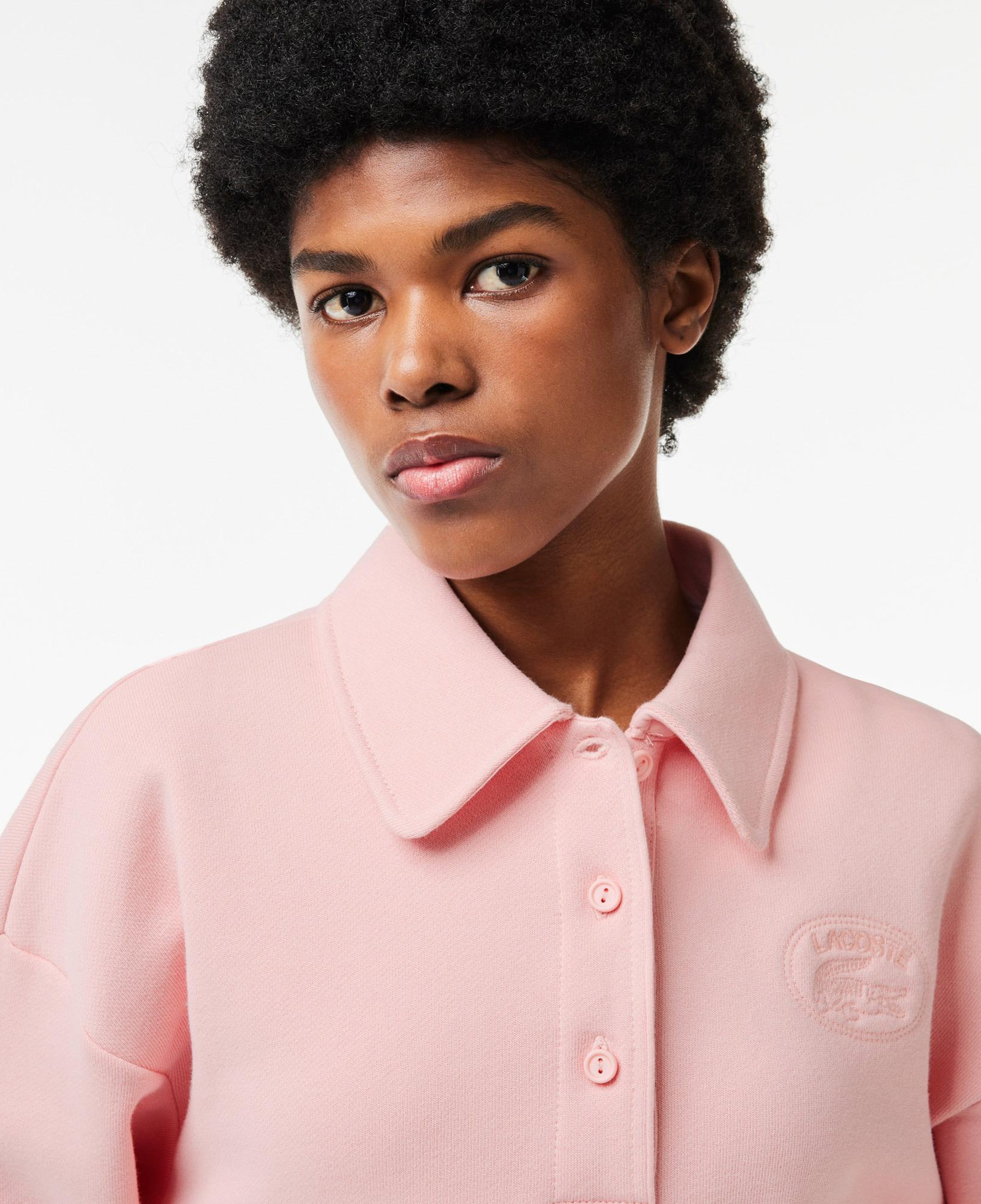 Kadın Polo Yaka Pembe Sweatshirt