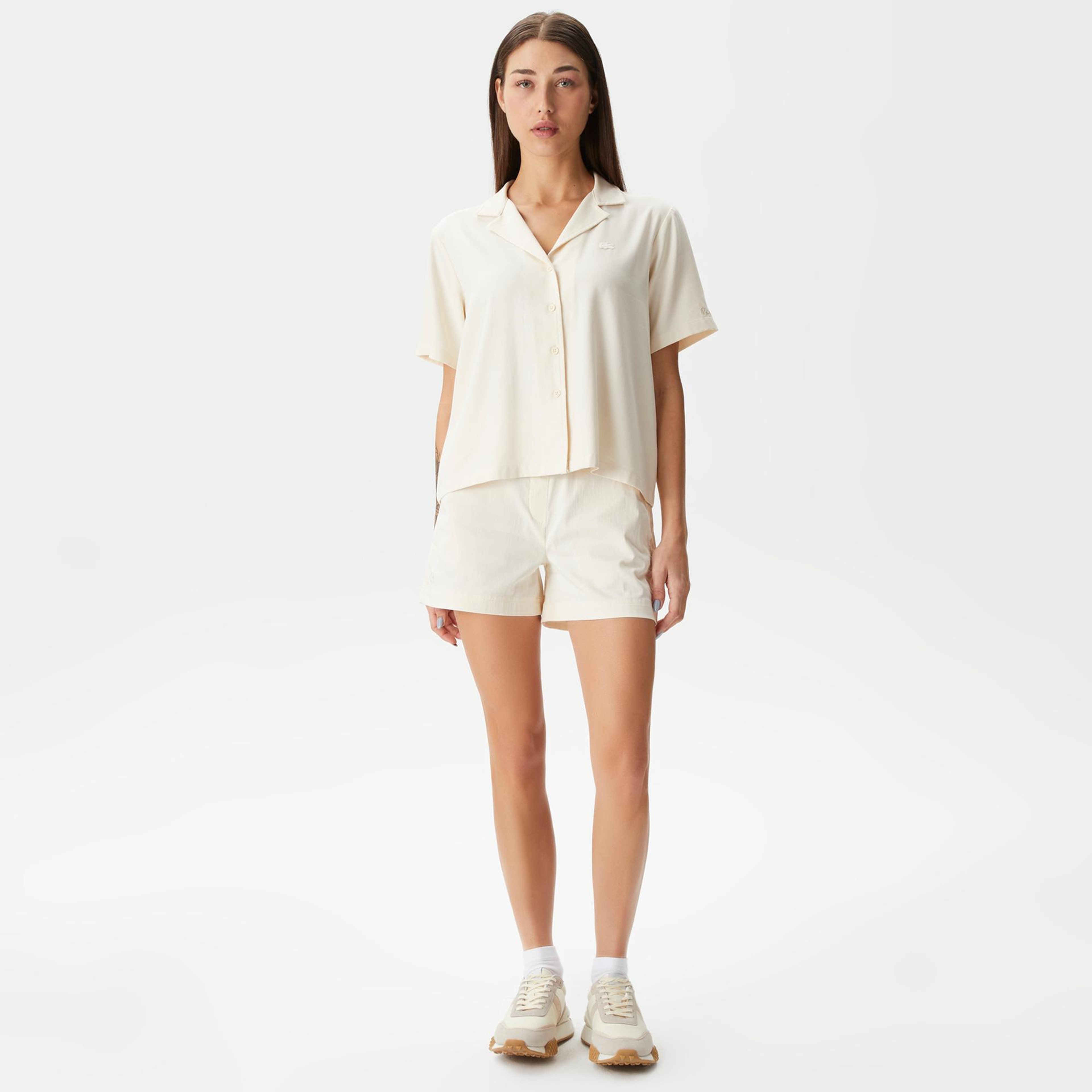 Kadın Regular Fit Beyaz Şort