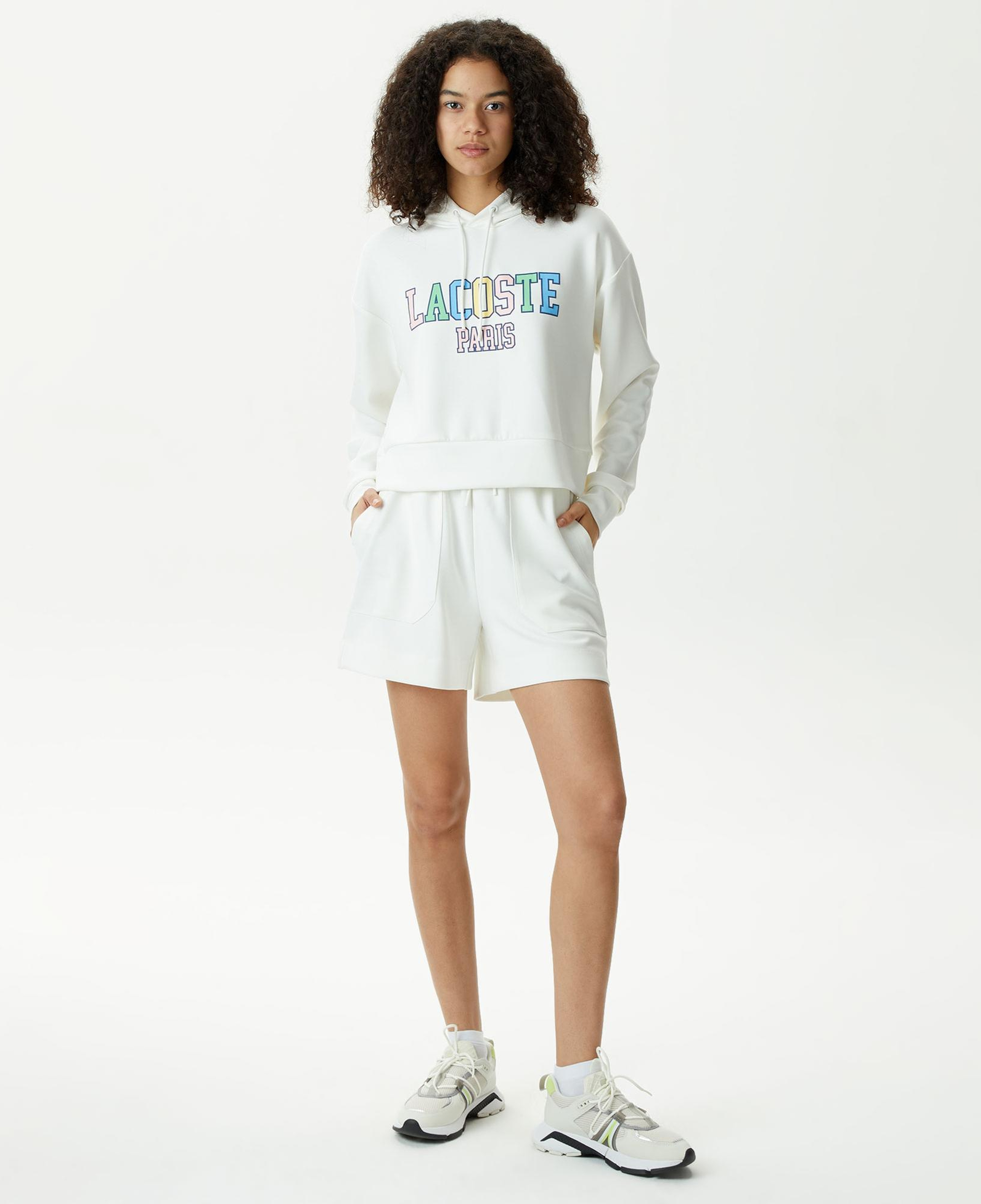 Kadın Relaxed Fit Kapüşonlu Baskılı Beyaz Sweatshirt