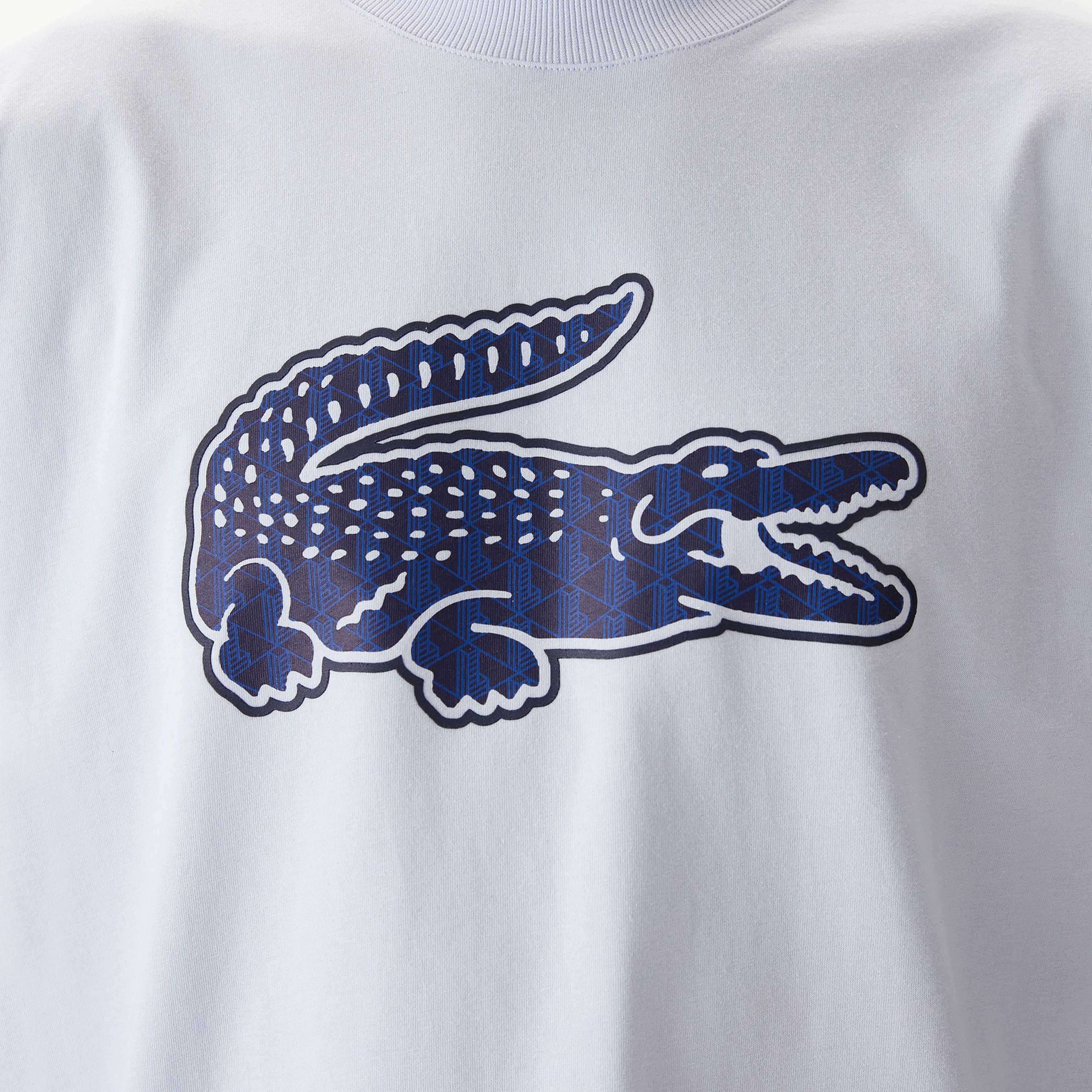 Erkek Relaxed Fit Bisiklet Yaka Baskılı Beyaz T-Shirt