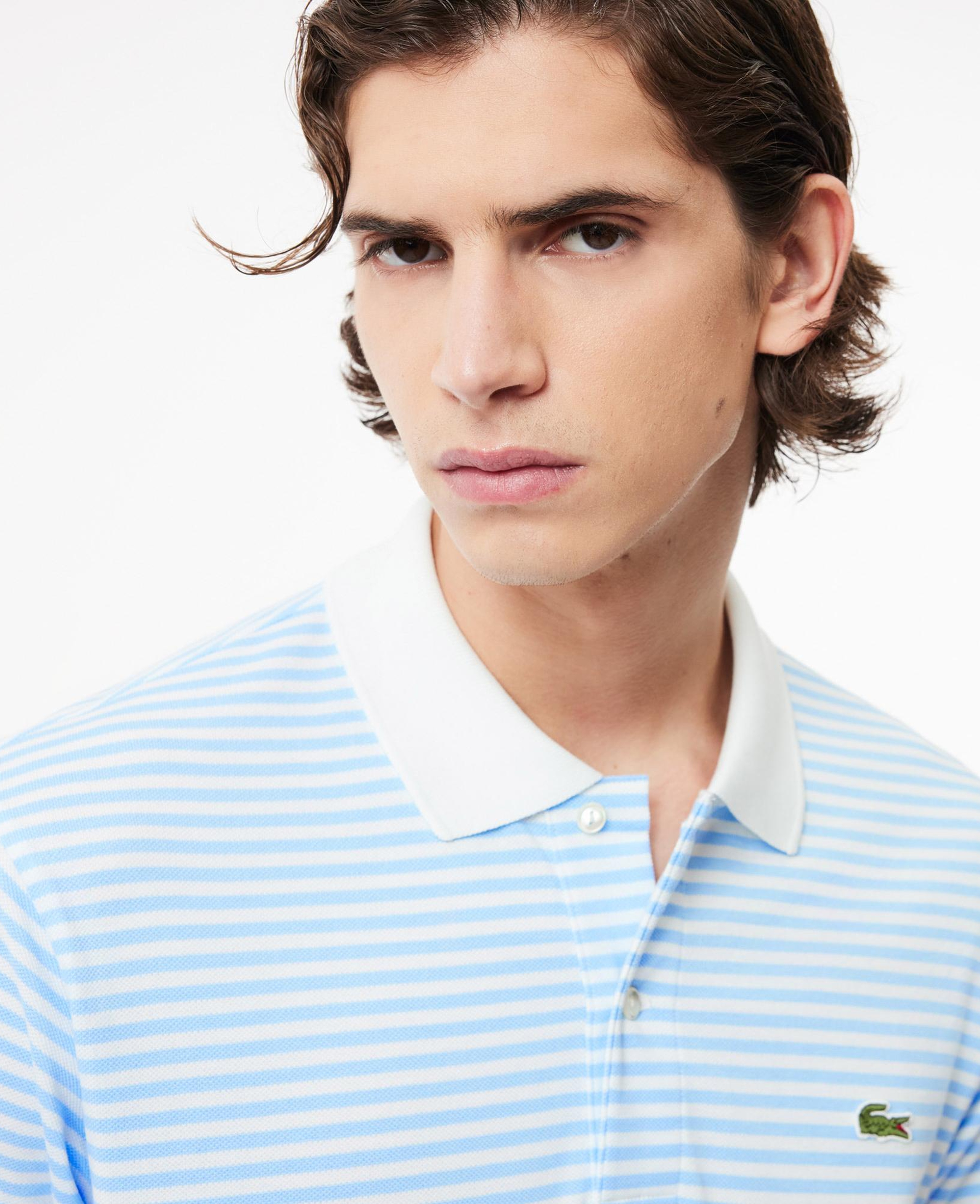 L.12.12 Erkek Classic Fit Çizgili Mavi Polo