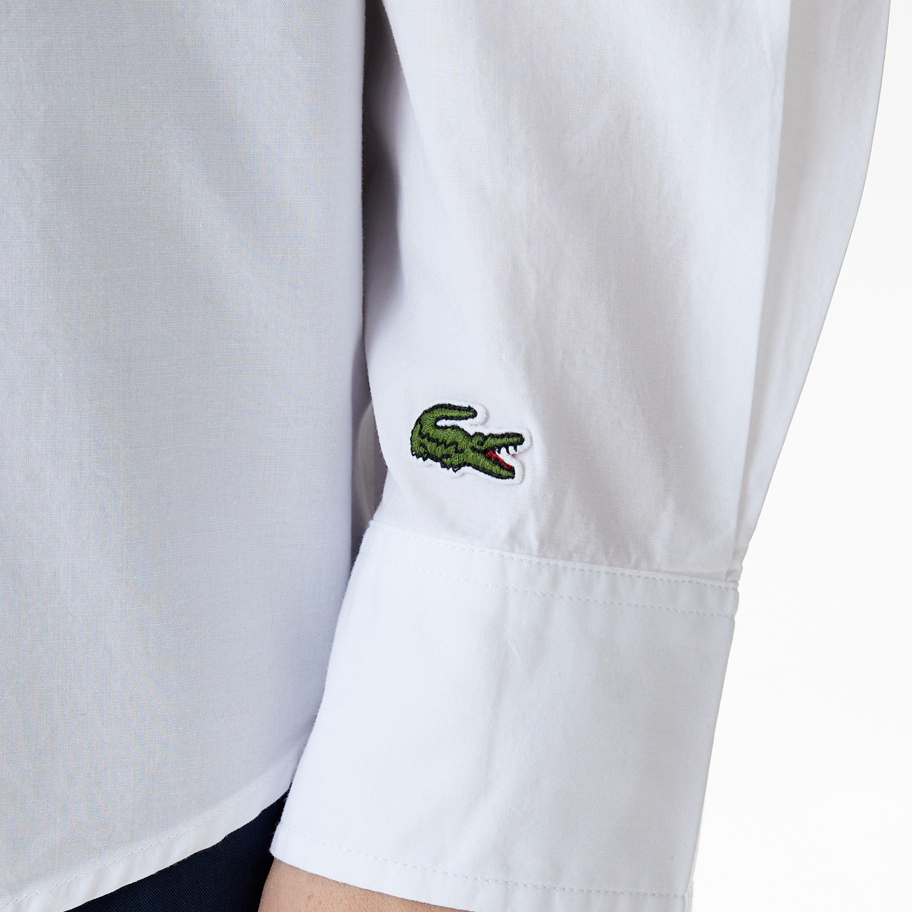 Erkek Loose Fit Baskılı Beyaz Gömlek